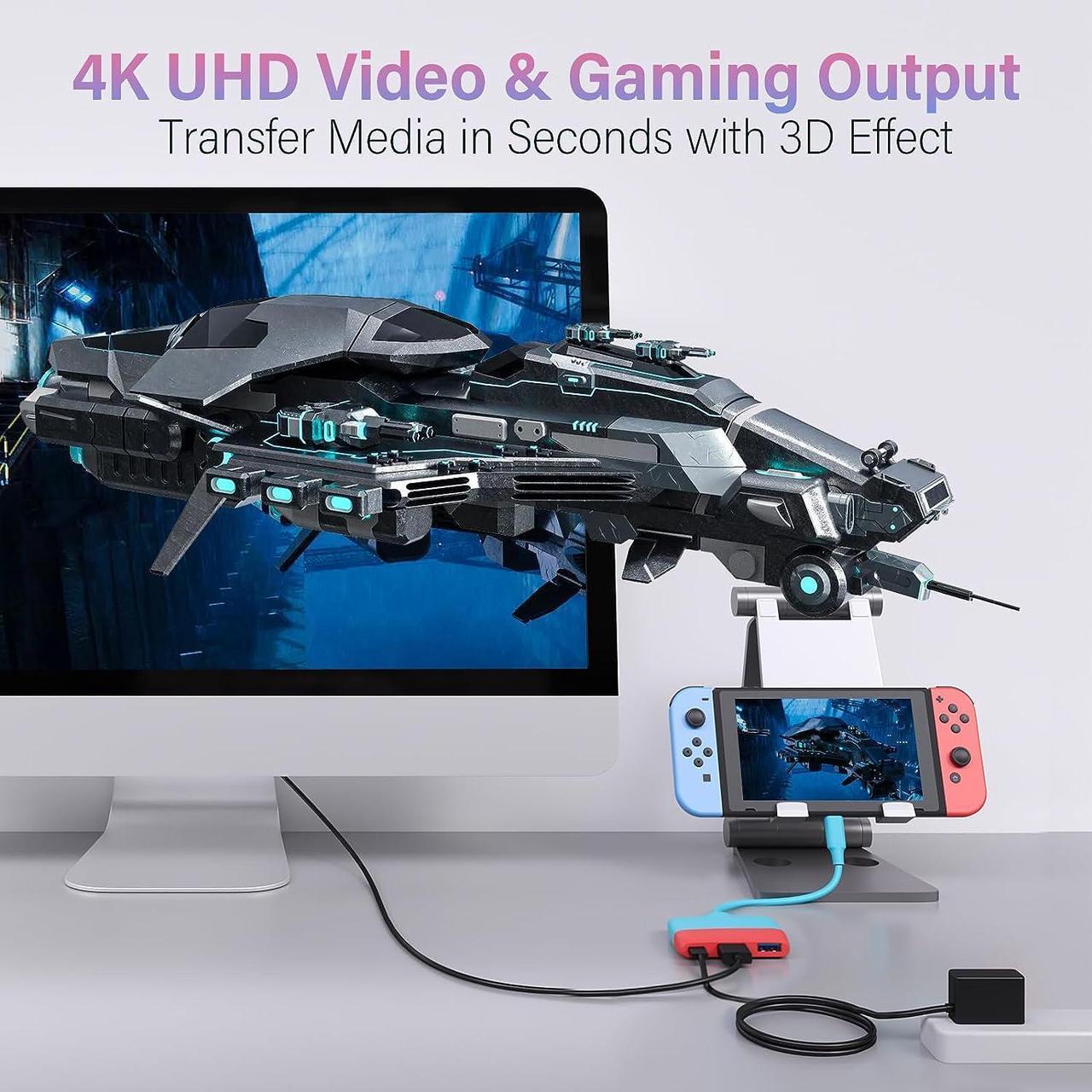 Alt view image 5 of 7 - USB C to HDMI Adapter for Nintendo Switch/Switch OLED/MacBook Pro Air/iPad Pro/Android Phone, USBC to 4K HDMI Output Multiport Converter Adaptor for Switch Dock Replacement