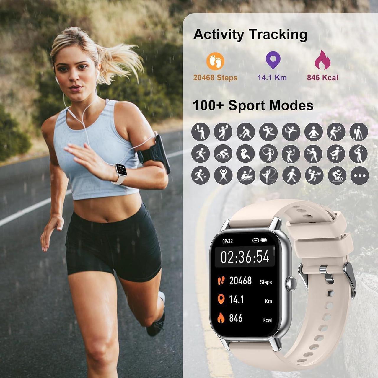 Alt view image 3 of 7 - Smart Watch (Answer/Make Calls), 1.85" Smart Watches for Men Women 110+ Sport Modes Fitness Tracker with Sleep Heart Rate Monitor, Pedometer, IP68 Waterproof Fitness Watch for iOS Android Smart Watch