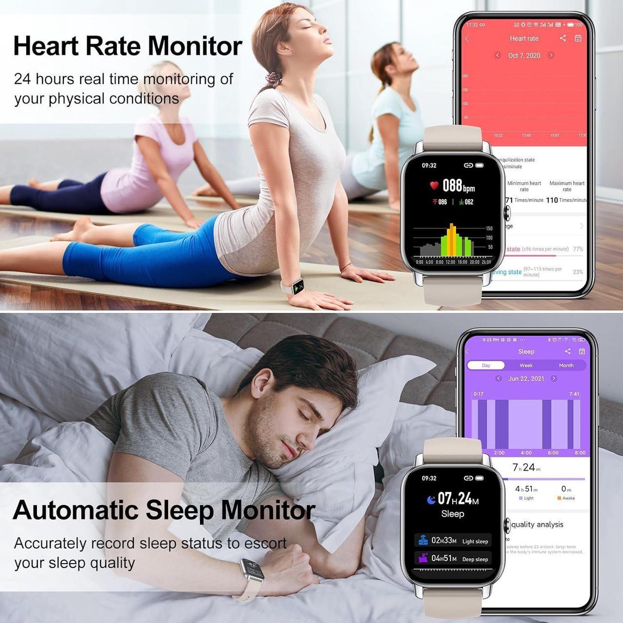 Alt view image 4 of 7 - Smart Watch (Answer/Make Calls), 1.85" Smart Watches for Men Women 110+ Sport Modes Fitness Tracker with Sleep Heart Rate Monitor, Pedometer, IP68 Waterproof Fitness Watch for iOS Android Smart Watch