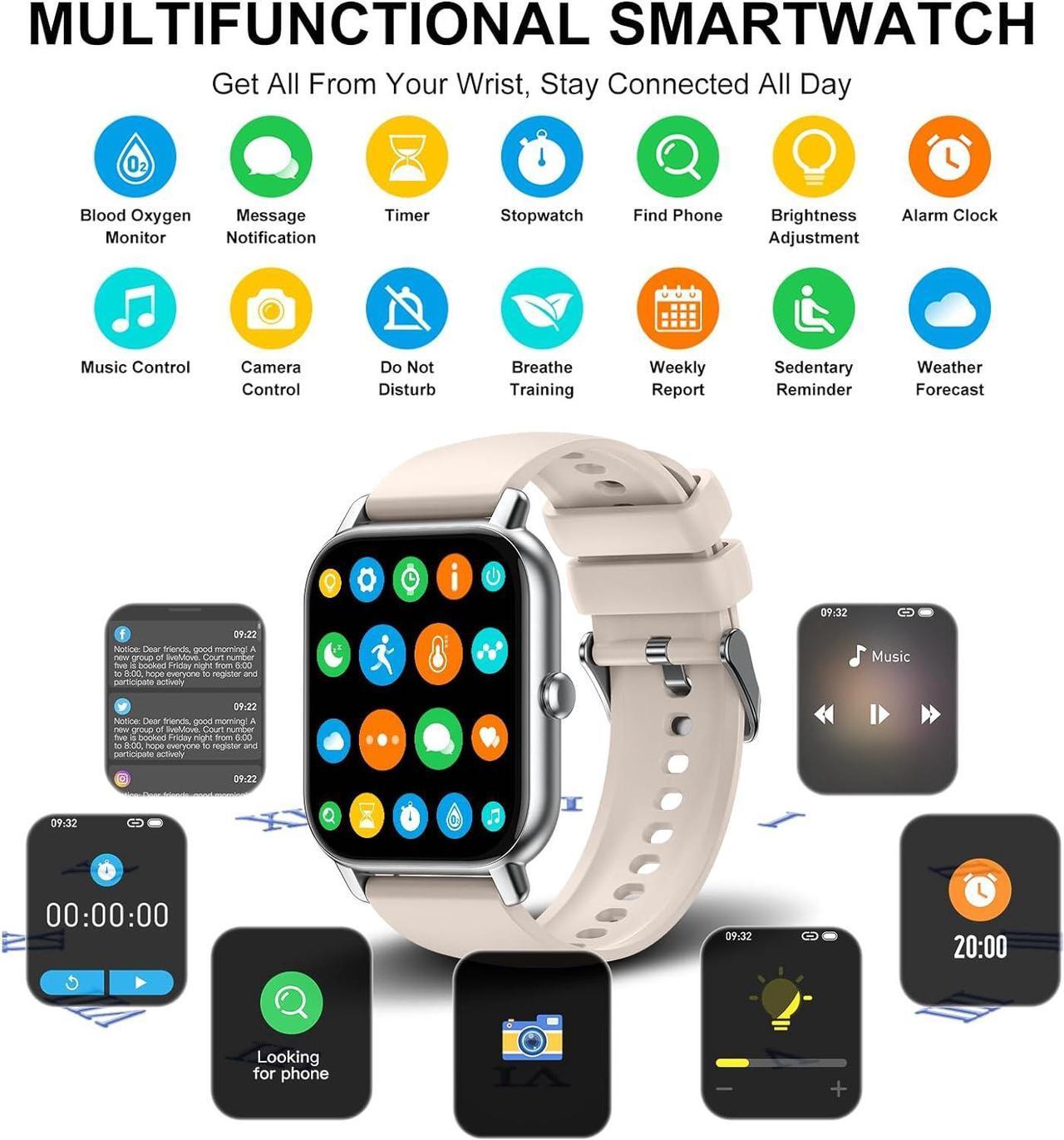 Alt view image 7 of 7 - Smart Watch (Answer/Make Calls), 1.85" Smart Watches for Men Women 110+ Sport Modes Fitness Tracker with Sleep Heart Rate Monitor, Pedometer, IP68 Waterproof Fitness Watch for iOS Android Smart Watch