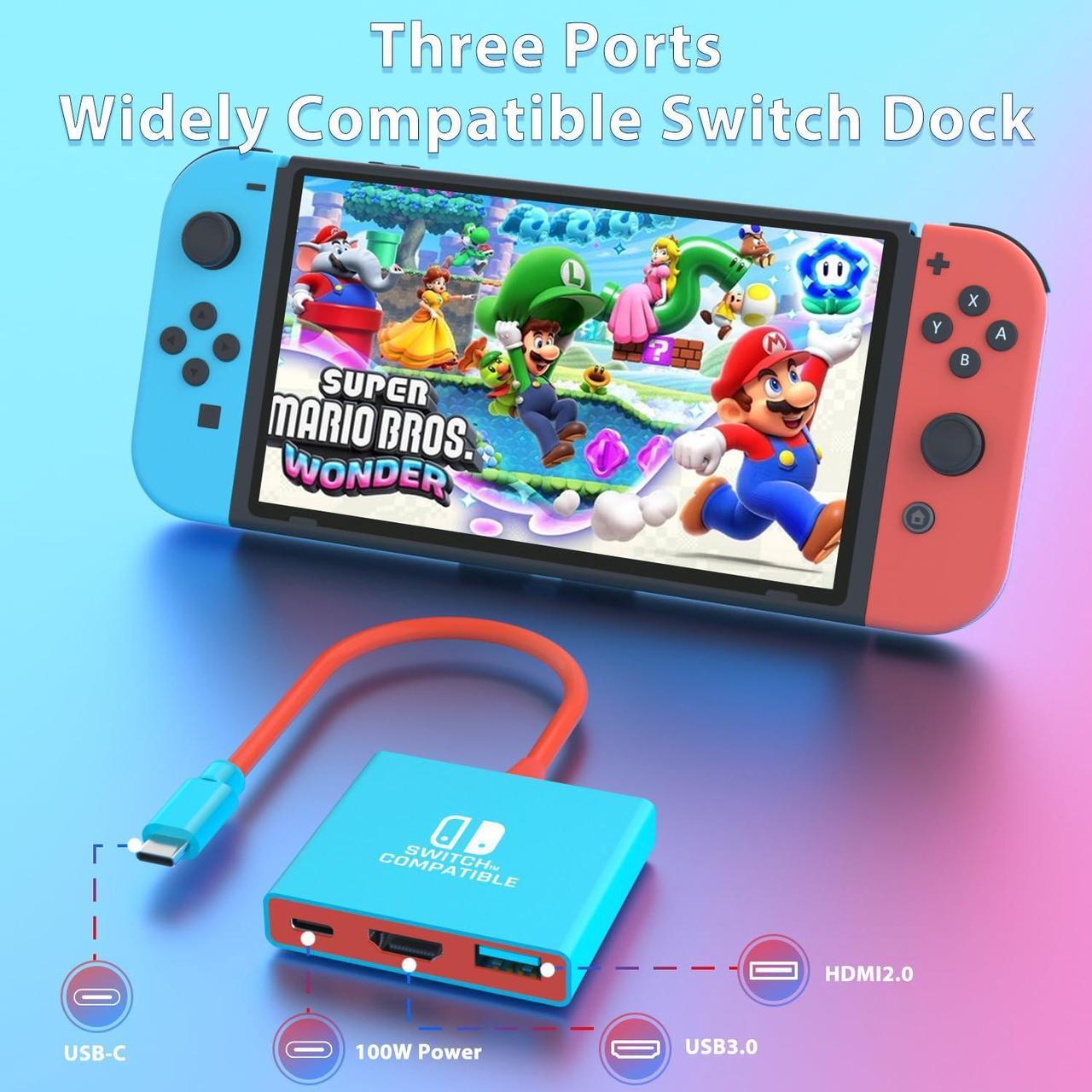 Alt view image 5 of 6 - Switch Dock for Nintendo Switch Docking Station, Portable Switch TV Adapter Support 4K/60HZ Switch TV Dock Mode Compatible Steam Deck/Nintendo Switch OLED, Switch Travel Dock with HDMI2.0 USB3.0 Port