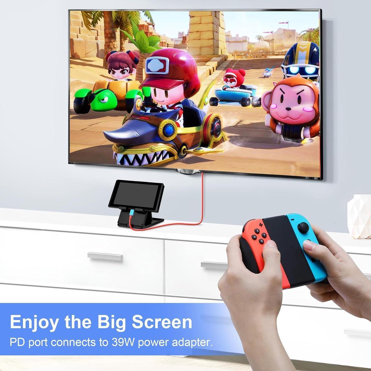 Alt view image 2 of 6 - Switch Dock for Nintendo Switch & OLED, USB C to HDMI Adapter Cable for Nintendo Switch Dock, Type-C to HDMI Conversion Cable Replaces The Original Switch Dock Station for TV Projection Screen