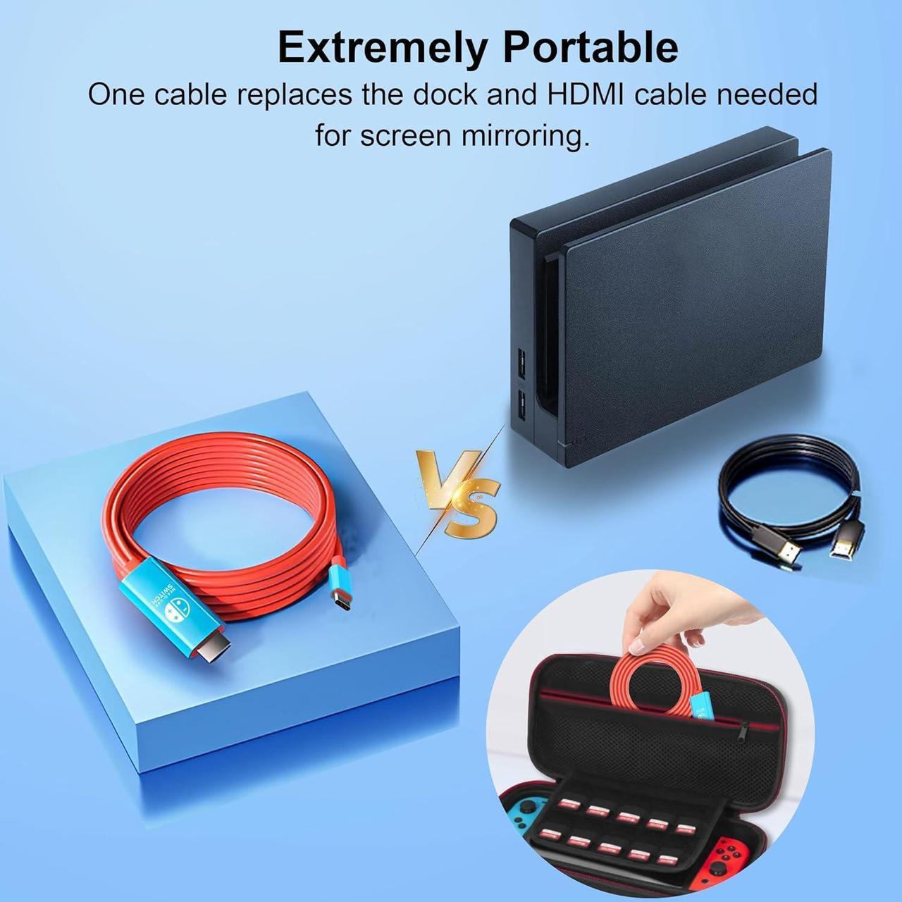 Alt view image 3 of 6 - Switch Dock for Nintendo Switch & OLED, USB C to HDMI Adapter Cable for Nintendo Switch Dock, Type-C to HDMI Conversion Cable Replaces The Original Switch Dock Station for TV Projection Screen
