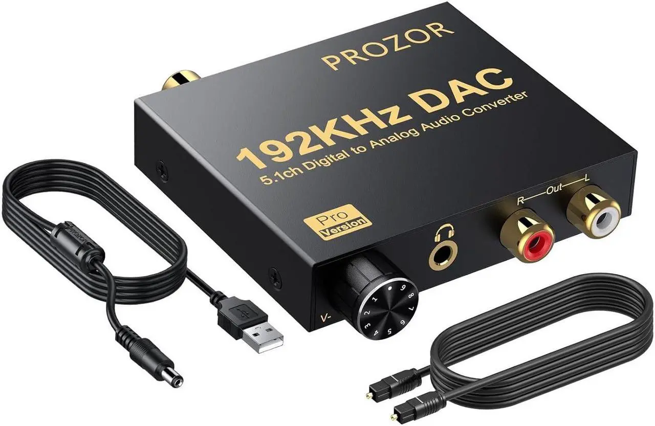 Main image of 192kHz Digital to Analog Audio Converter Support Dolby AC-3 DTS 5.1CH with Volume Adjustable, Optical to L/R DAC Decoder, Digital DAC Converter SPDIF TOSLINK to Stereo L/R & 3.5mm Jack
