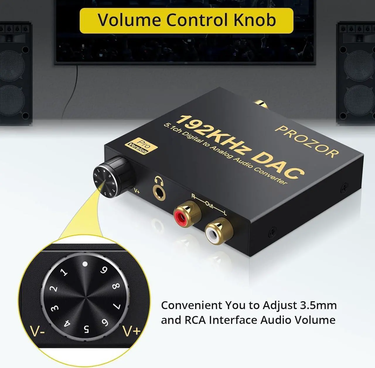 Alt view image 4 of 5 - 192kHz Digital to Analog Audio Converter Support Dolby AC-3 DTS 5.1CH with Volume Adjustable, Optical to L/R DAC Decoder, Digital DAC Converter SPDIF TOSLINK to Stereo L/R & 3.5mm Jack