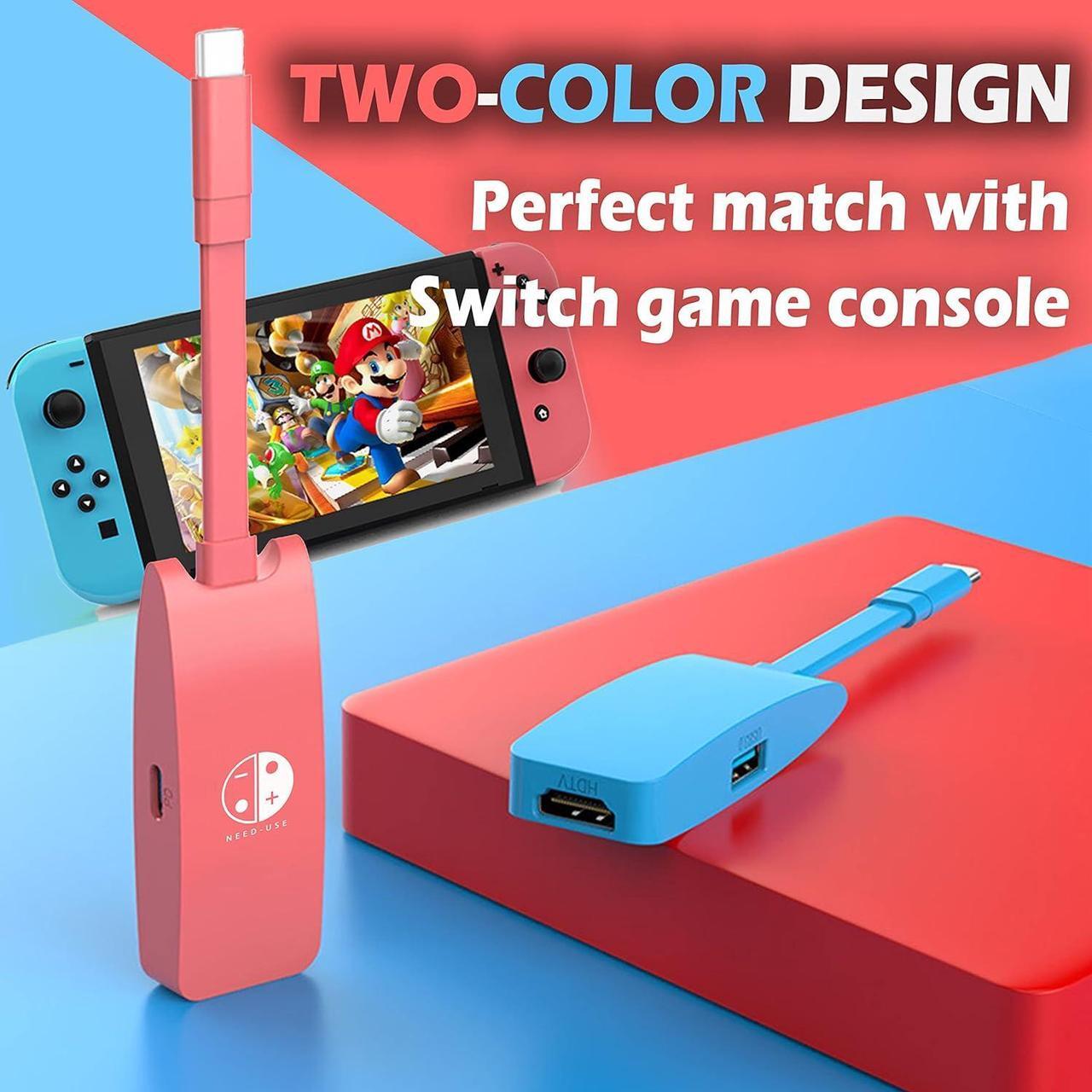 Alt view image 5 of 6 - Switch HDMI Dock Adapter Compatible with Nintendo Switch/Switch OLED, Mini Portable USB-C to 4K HDMI USB Port TV Dock Charging Docking Station Base Adapter Hub for Travel Laptop Tablet Phone