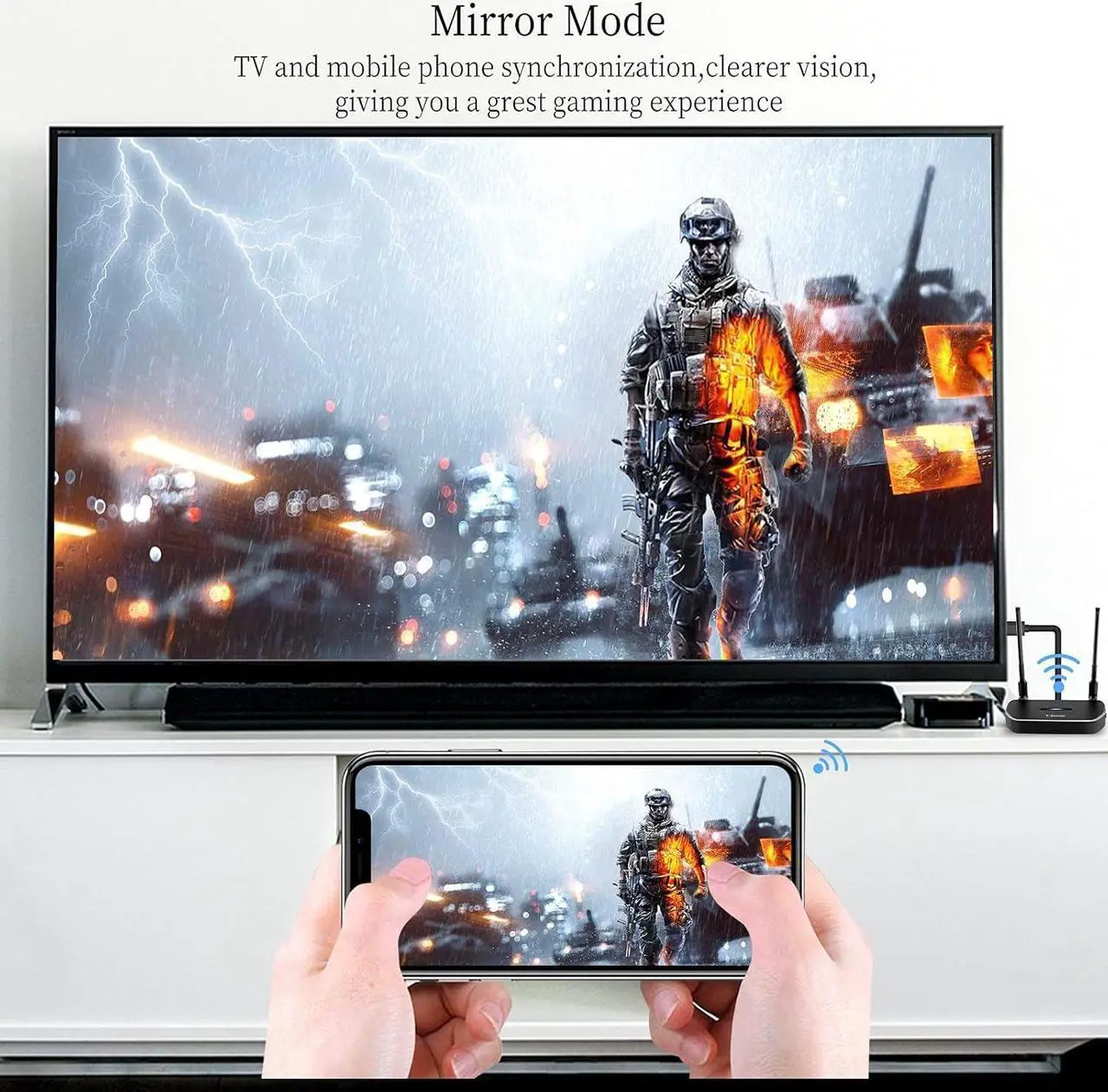 Alt view image 6 of 7 - Wireless HDMI Transmitter and Receiver 4K Kit, Full HD 4K Wireless Presentation Equipment HDMI Adapter, Plug and Play Streaming Media. Laptop, Dongle, PC, Smart Phone to HDTV/Projector 165FT/50M