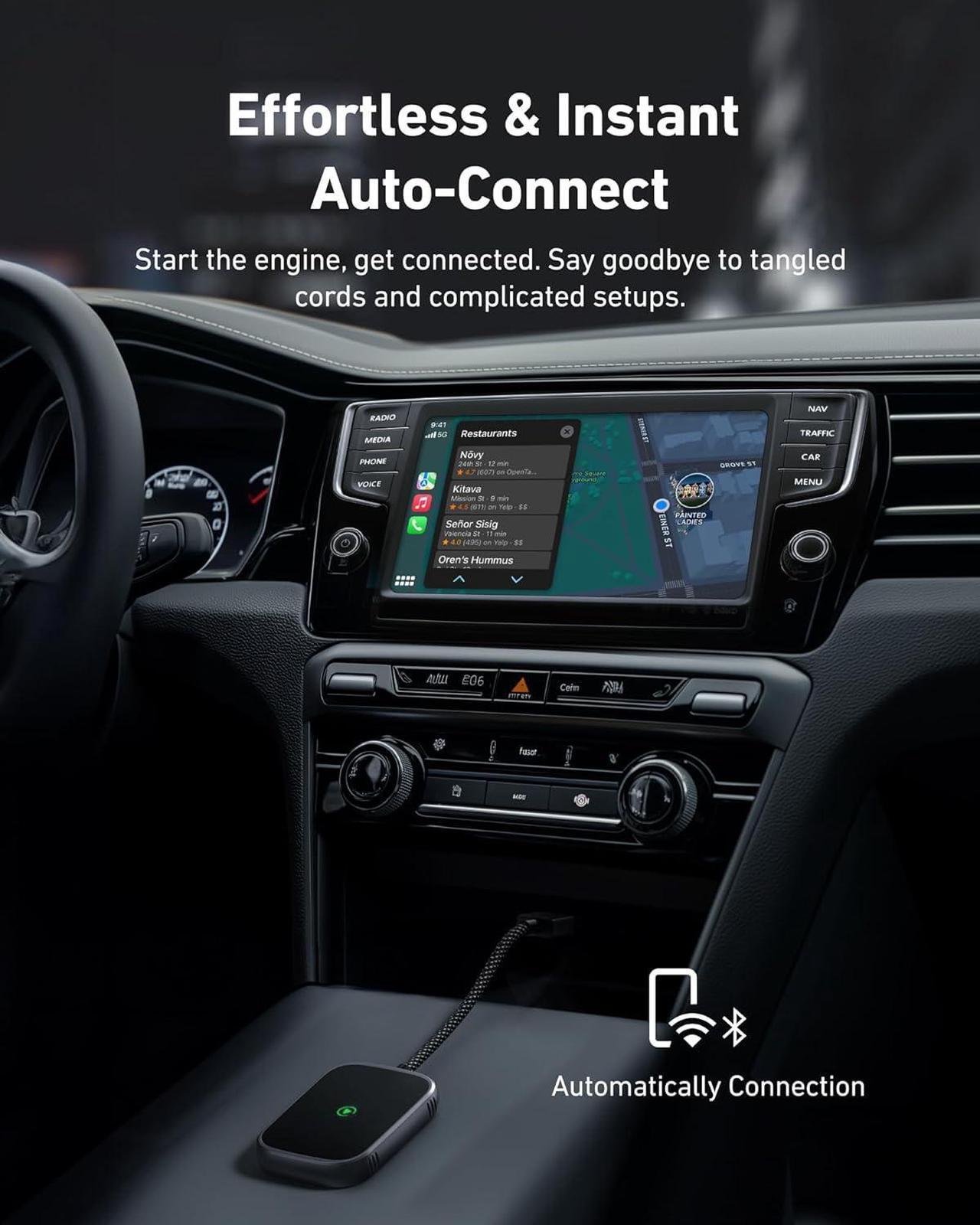 Alt view image 4 of 6 - Wireless Carplay Adapter, 2-in-1 CarPlay Wireless Adapter and Android Auto Wireless Adapter, 2024 Upgraded Auto-connect and Low Latency Wireless Car Play Dongle for Apple iPhone IOS10+ and Android 10+