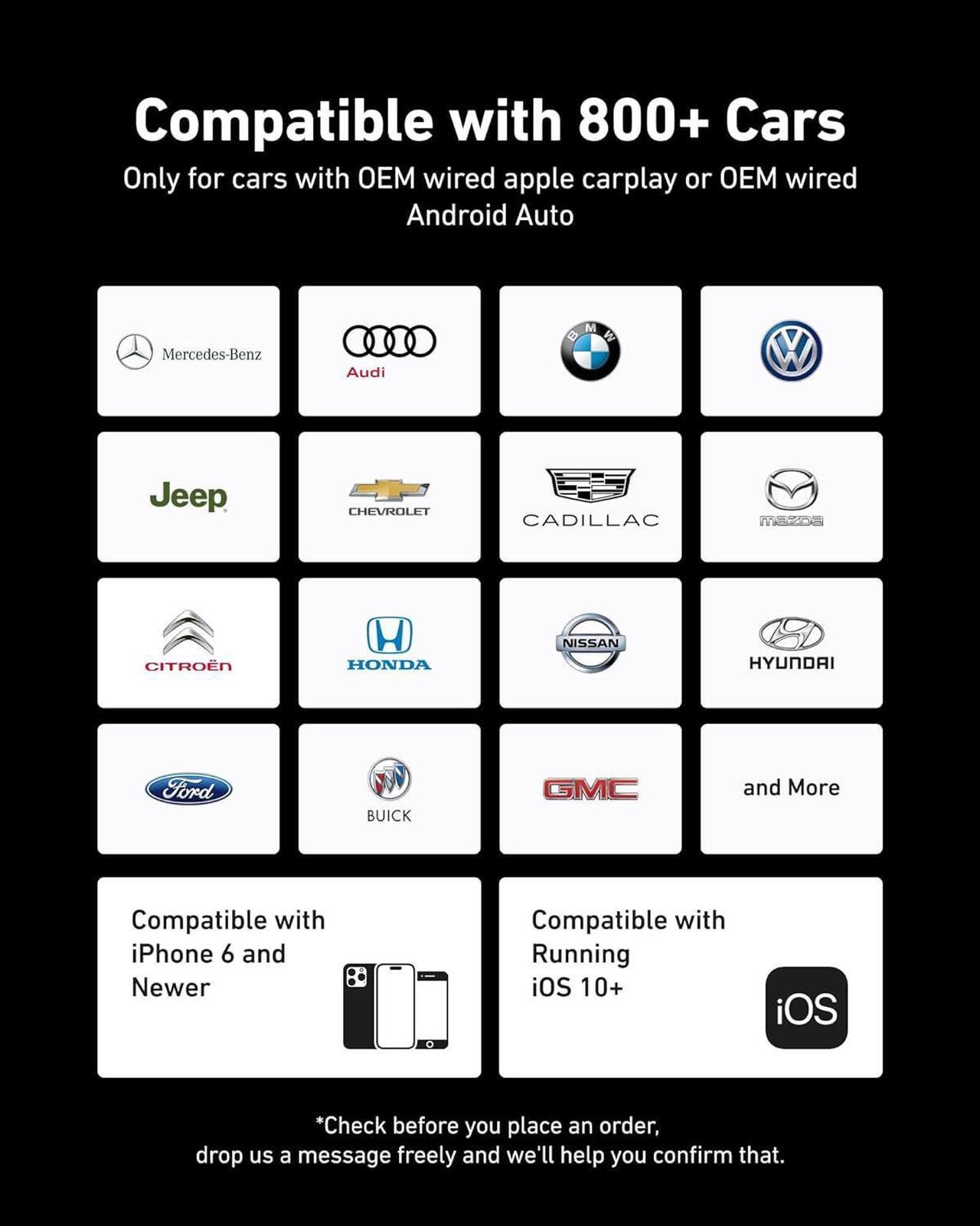 Alt view image 6 of 6 - Wireless Carplay Adapter, 2-in-1 CarPlay Wireless Adapter and Android Auto Wireless Adapter, 2024 Upgraded Auto-connect and Low Latency Wireless Car Play Dongle for Apple iPhone IOS10+ and Android 10+
