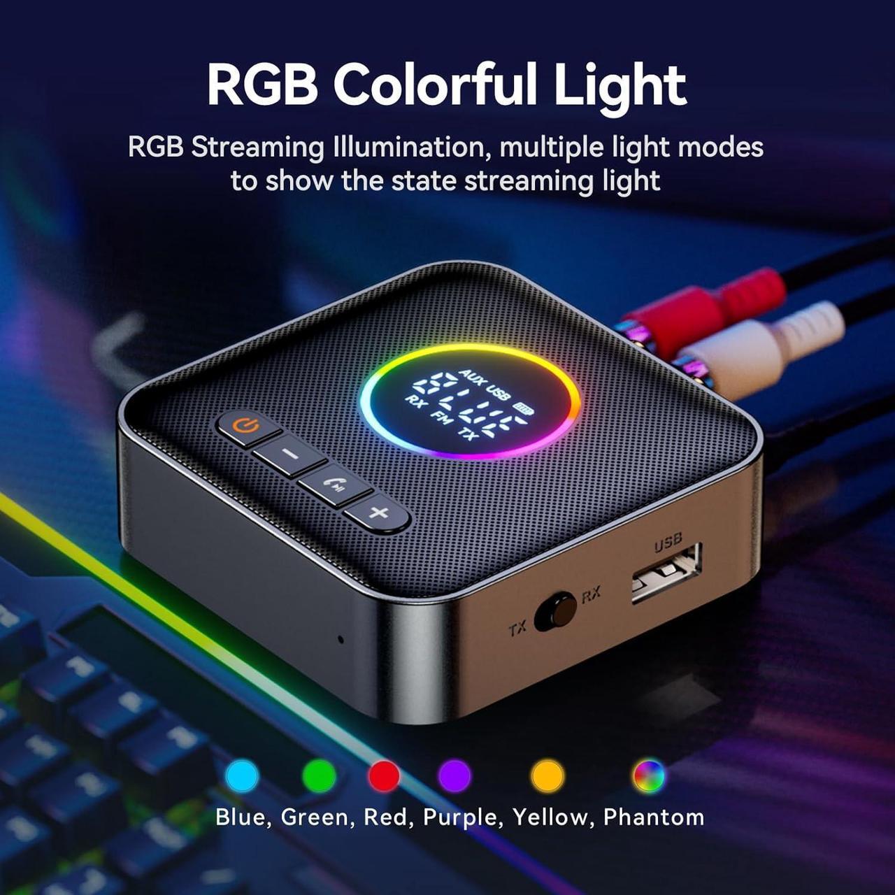 Alt view image 2 of 7 - Bluetooth 5.4 Transmitter Receiver 3-in-1 Bluetooth Adapter HiFi Audio Bluetooth Receiver FM Transmitter with LED Display 3.5 mm AUX RCA USB for TV/Car/PC/Home Stereo/Speakers