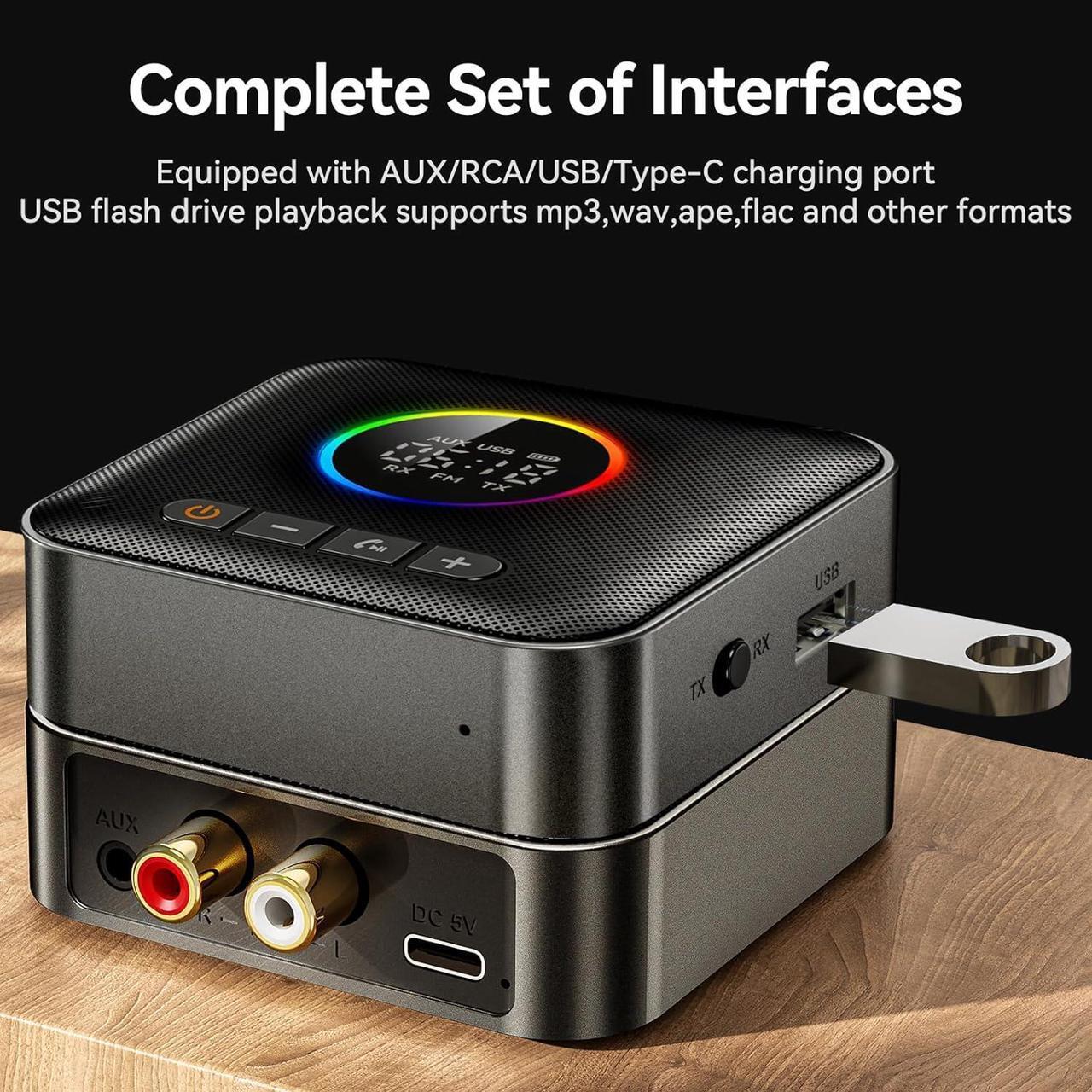 Alt view image 5 of 7 - Bluetooth 5.4 Transmitter Receiver 3-in-1 Bluetooth Adapter HiFi Audio Bluetooth Receiver FM Transmitter with LED Display 3.5 mm AUX RCA USB for TV/Car/PC/Home Stereo/Speakers