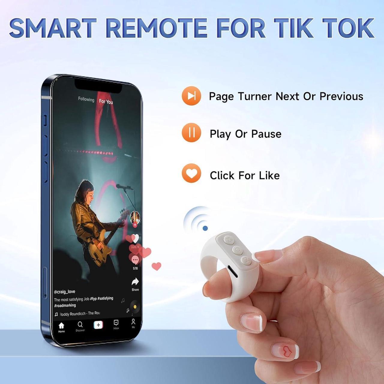 Alt view image 2 of 5 - Tiktok Scroll Ring, Kindle APP Page Turner, Bluetooth Clicker Control, Minimalist Style and Smart Make Life Easier - Snow White