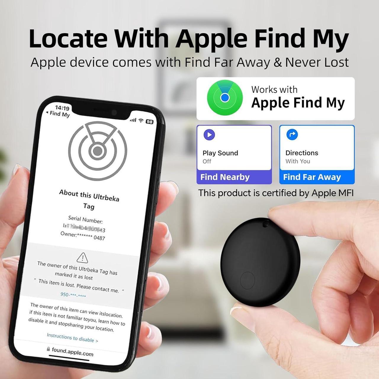 Alt view image 2 of 7 - Air Tags-4 Pack Tracker Tag works with Apple Find My (iOS only) smart tag item finder for keys, luggage, backpacks and more!
