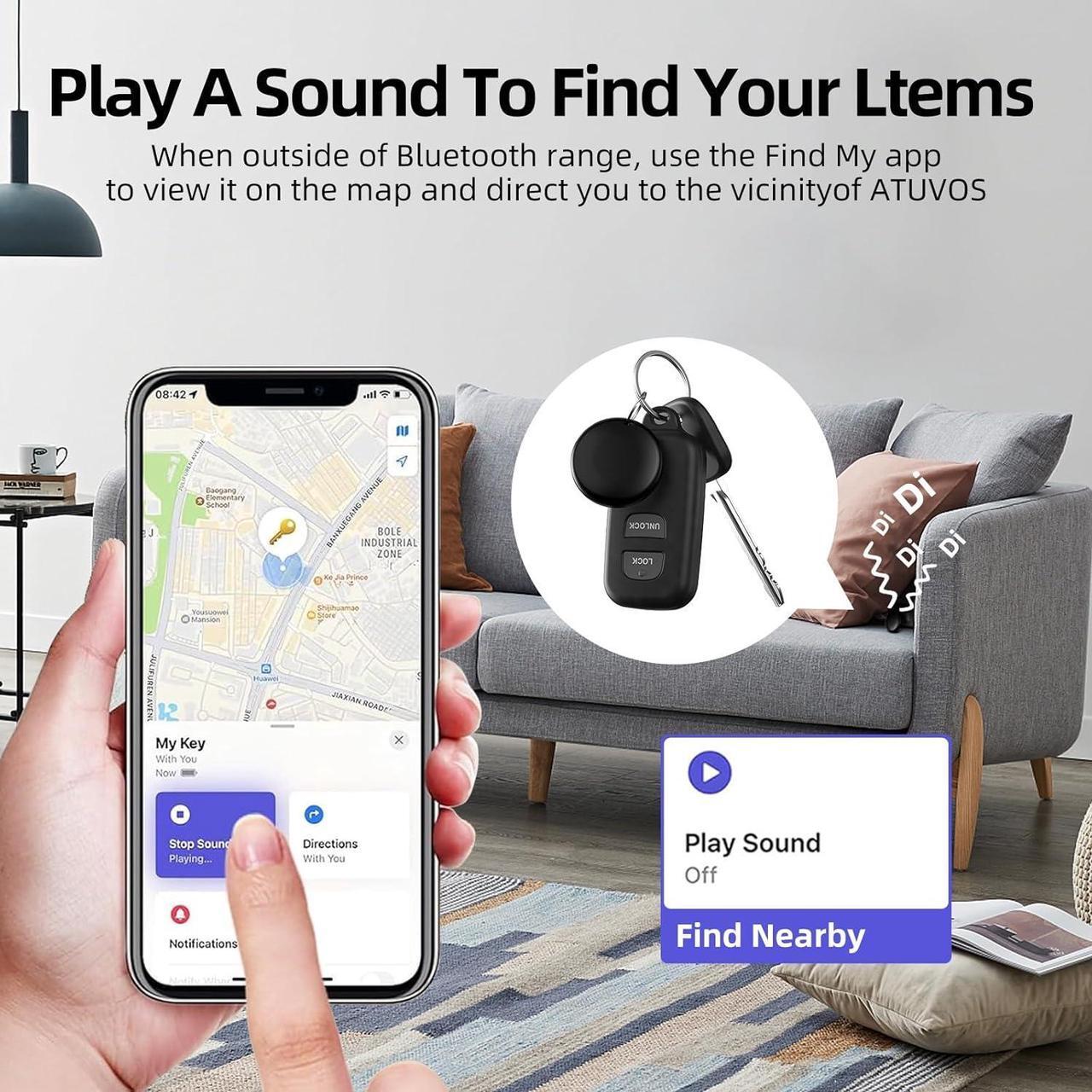 Alt view image 4 of 7 - Air Tags-4 Pack Tracker Tag works with Apple Find My (iOS only) smart tag item finder for keys, luggage, backpacks and more!