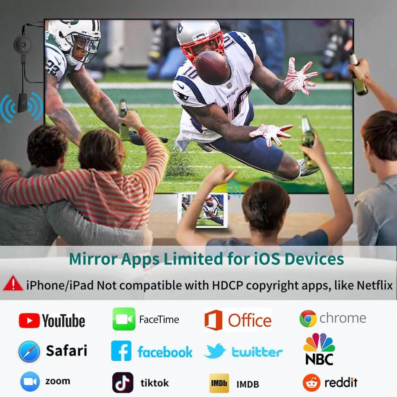Alt view image 3 of 7 - 4K Wireless HDMI Display Dongle Adapter 1080P, WiFi Streaming Movies, Display i-phone, i-pad, Android, Tablet, Laptop, Window to HDTV/Monitor/Projector, Miracast, air play, DLNA compatible receiver