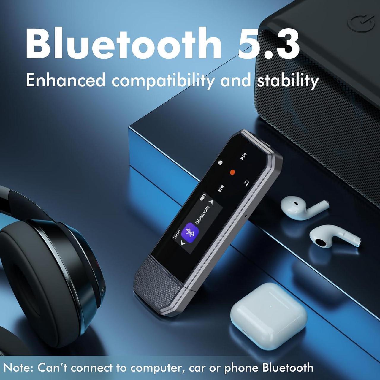 Alt view image 4 of 7 - 64GB Type-C USB MP3 Player with Bluetooth 5.3, Clip Portable Music Player with FM Radio, Voice Recorder, Exercise Pedometer, Digital Audio Random Playback A-B Repeat, Supports Cell Phone File Transfer