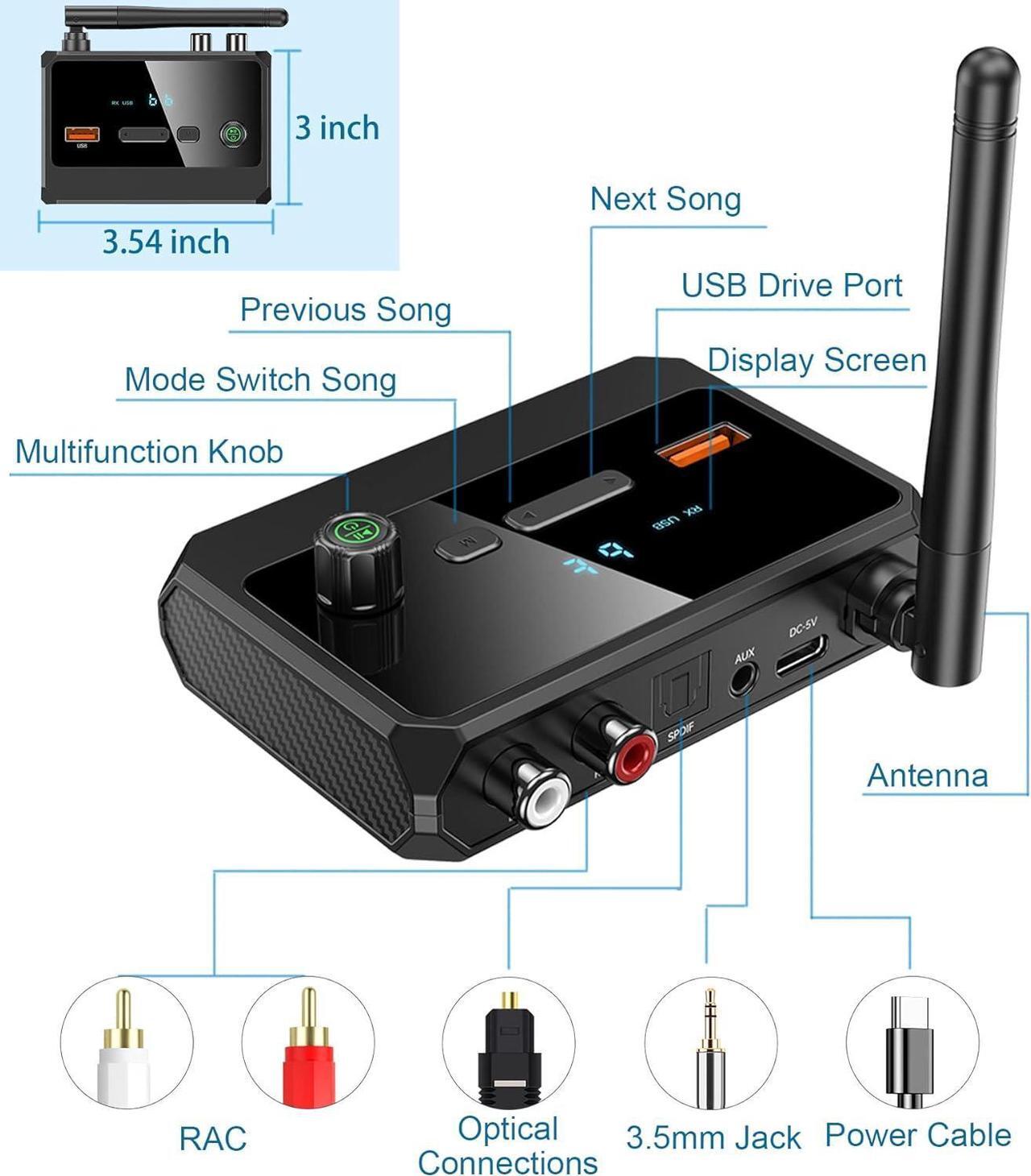 Alt view image 2 of 7 - Bluetooth 5.3 Receiver for Home Stereo, Optical Low Latency and High Definition Music Audio Bluetooth to RCA Adapter for Stereo/Speakers/Wired Speakers/Home Audio Music Streaming Stereo System with AU