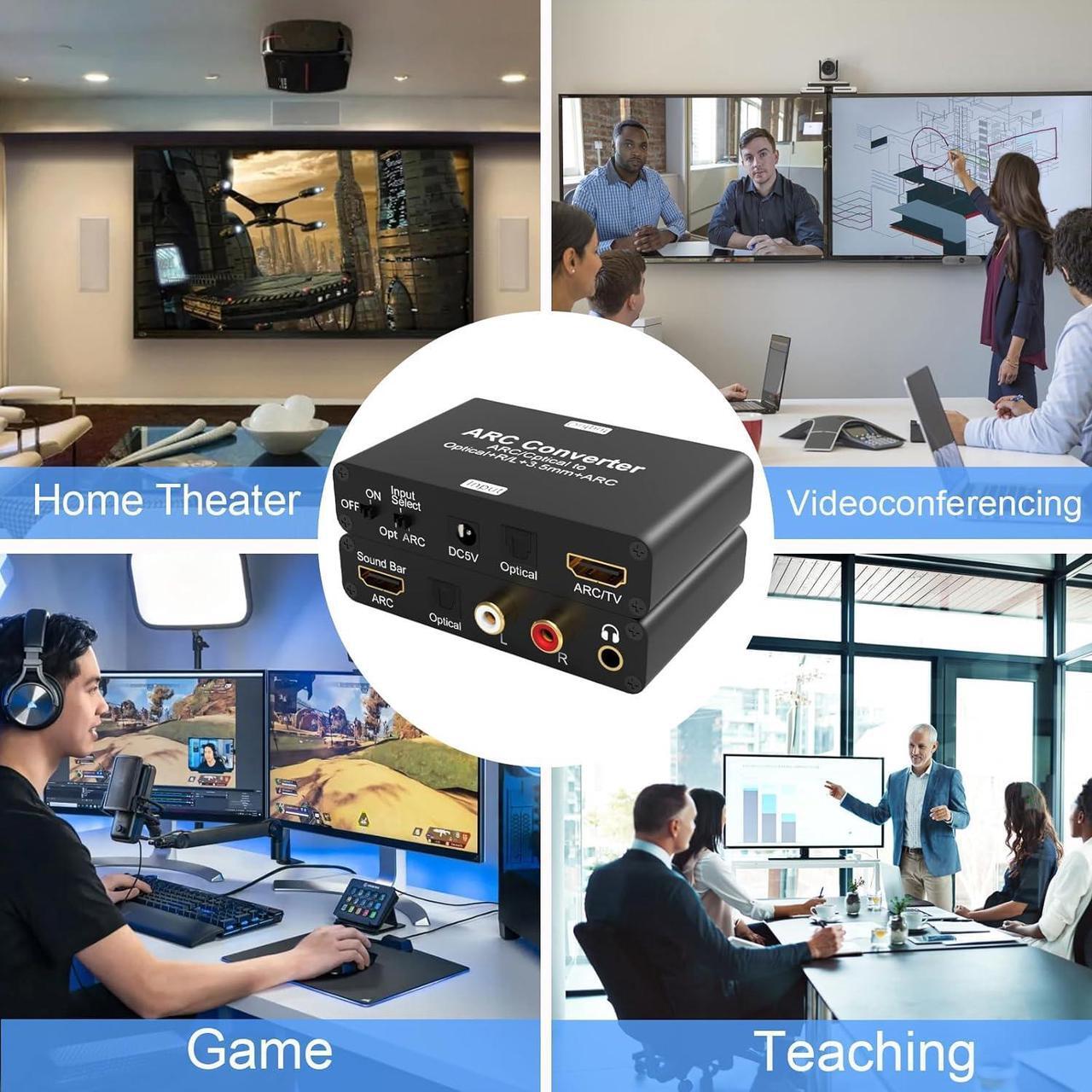 Alt view image 5 of 7 - HDMI ARC Audio Extractor, 192KHz Digital to Analog Audio Converter with HDMI ARC, SPDIF/Optical, 3.5mm Jack and Stereo L/R Outputs TV, DAC Audio Converter