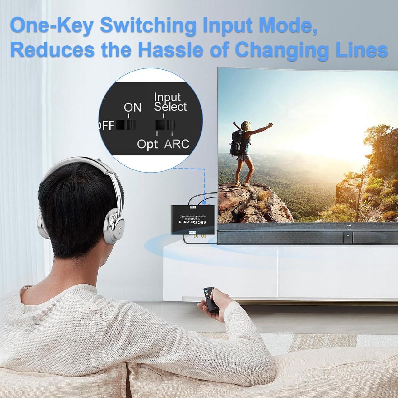 Alt view image 6 of 7 - HDMI ARC Audio Extractor, 192KHz Digital to Analog Audio Converter with HDMI ARC, SPDIF/Optical, 3.5mm Jack and Stereo L/R Outputs TV, DAC Audio Converter