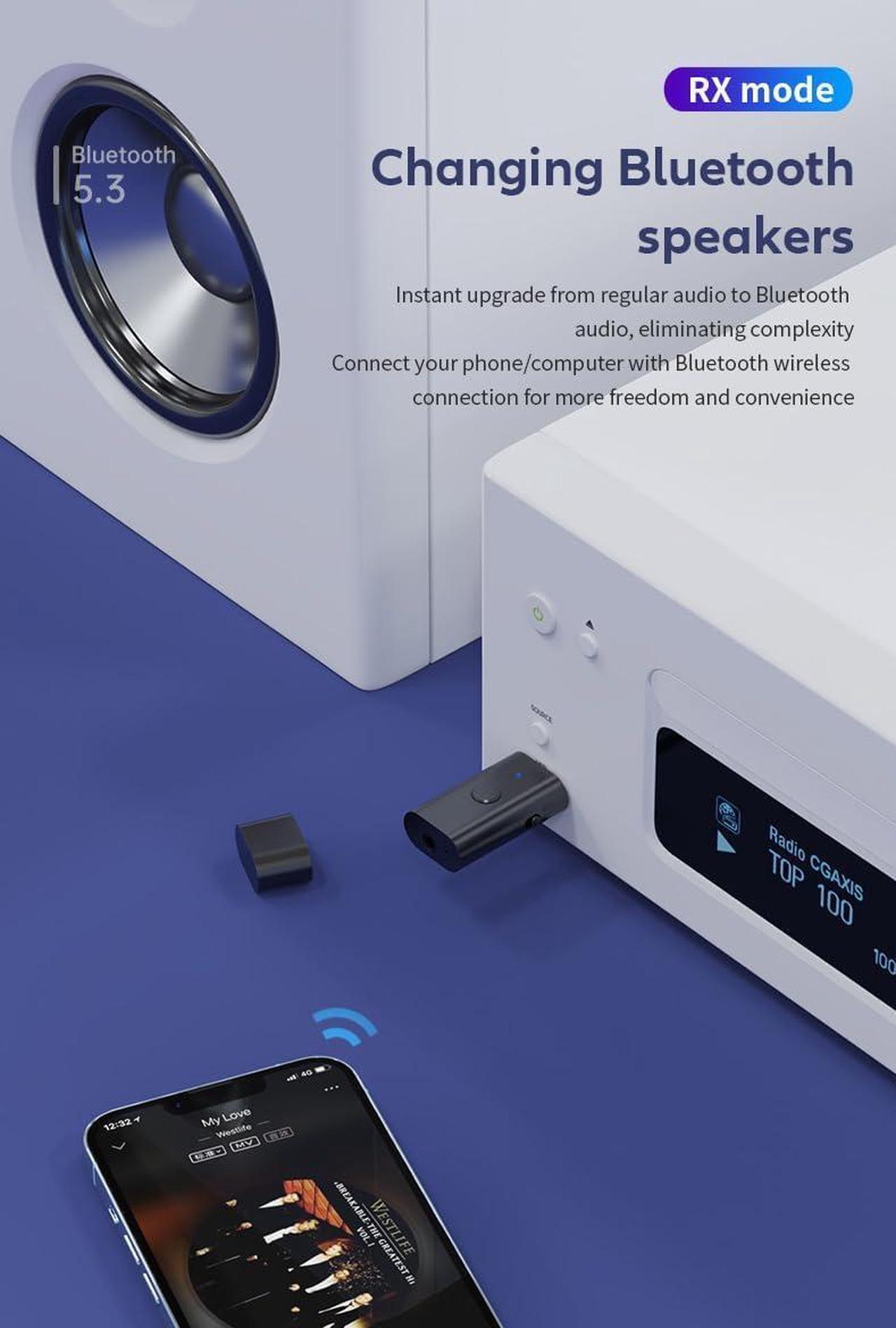 Alt view image 3 of 7 - 5.3 Transceiver 2-in-1 BT Receiver, USB Bluetooth Adapter, Wireless Audio Adapter, Low Latency, USB Powered for TV/PC Home/Car Audio Systems