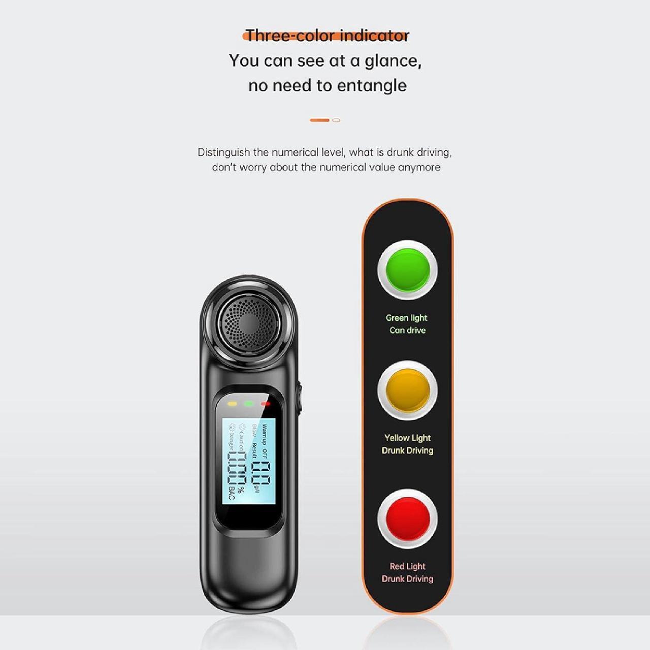 Alt view image 4 of 7 - High-precision breath alcohol tester handheld breathalyzer digital LCD display car alcohol detector