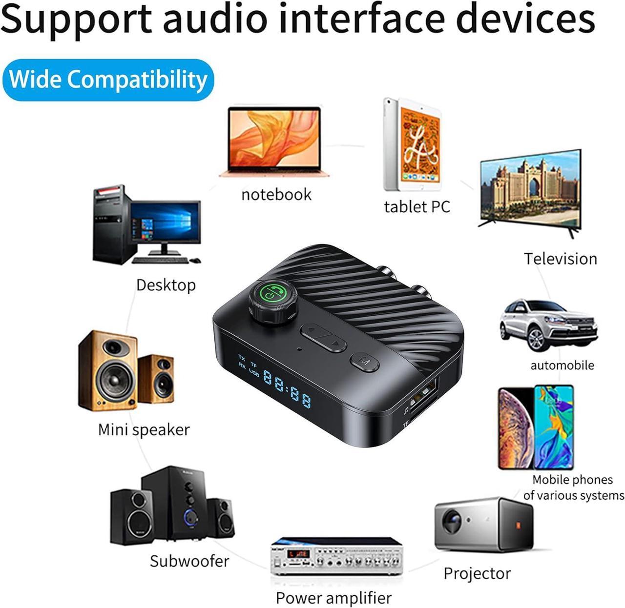 Alt view image 2 of 7 - Bluetooth transmitter and receiver, Upgrade TV, Speakers, Stereo system with wireless audio, TF card slot, Pushbutton controls, Good sound quality, Wide range