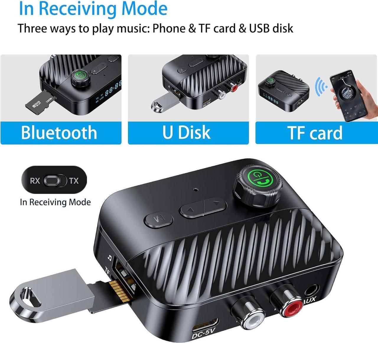 Alt view image 4 of 7 - Bluetooth transmitter and receiver, Upgrade TV, Speakers, Stereo system with wireless audio, TF card slot, Pushbutton controls, Good sound quality, Wide range