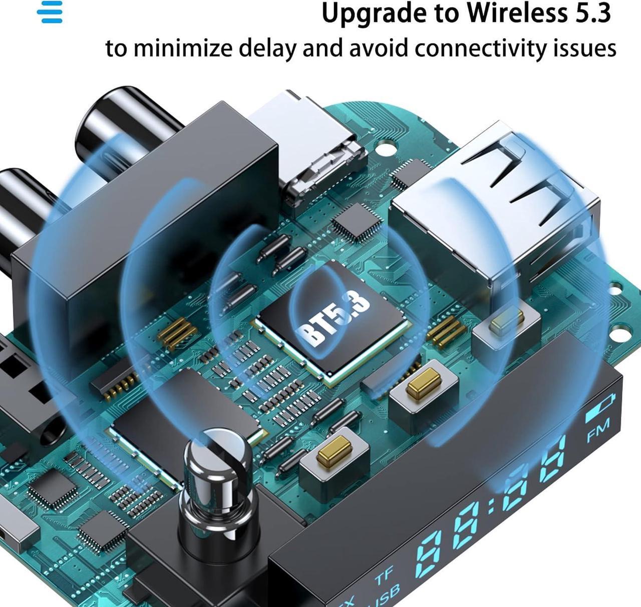 Alt view image 7 of 7 - Bluetooth transmitter and receiver, Upgrade TV, Speakers, Stereo system with wireless audio, TF card slot, Pushbutton controls, Good sound quality, Wide range