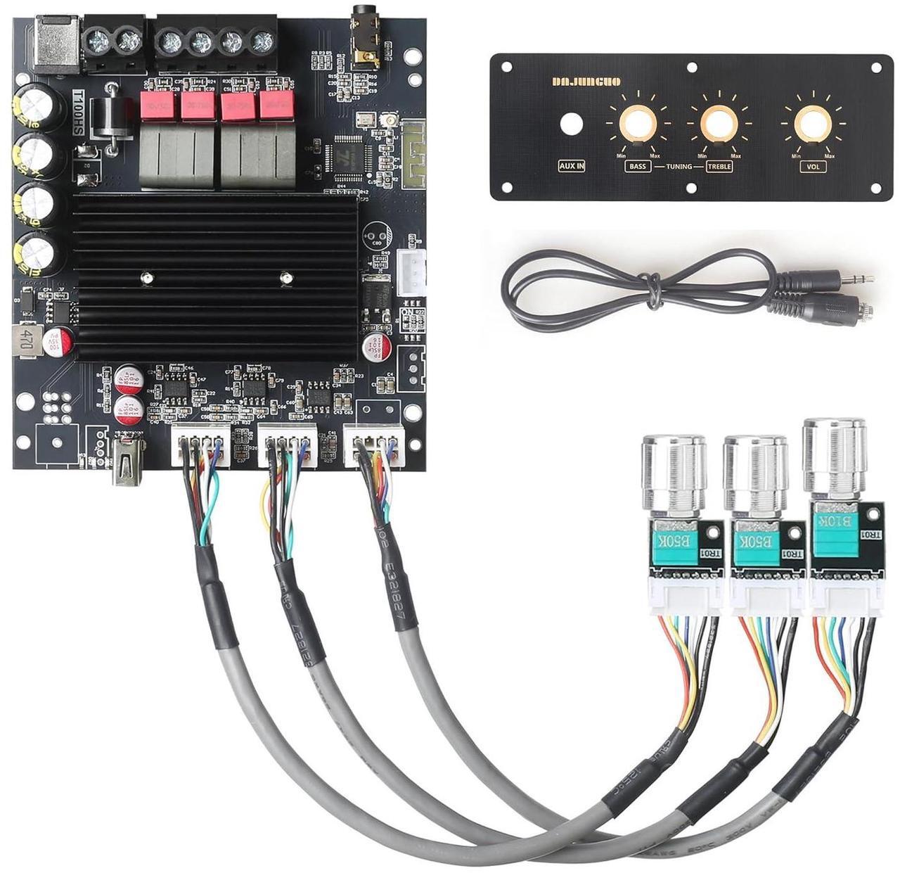 Main image of T100HS-W Amplifier Board with Subwoofer 2.0 Channels 100W×2, TPA3221 Pieces 12V-30V Audio Amplifier with Front Panel