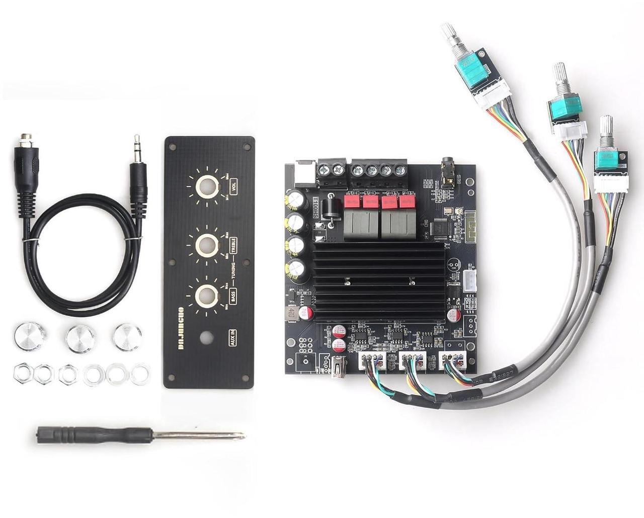 Alt view image 3 of 6 - T100HS-W Amplifier Board with Subwoofer 2.0 Channels 100W×2, TPA3221 Pieces 12V-30V Audio Amplifier with Front Panel