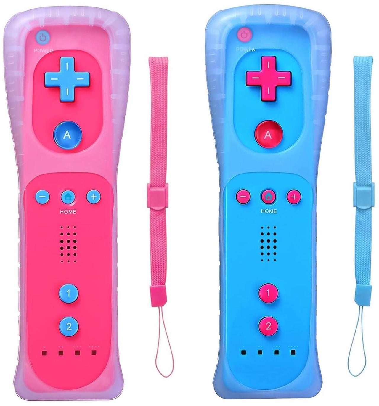 Alt view image 4 of 5 - Wii Controller, Wii Remote 2 Pack Compatible with Nintendo Wii with Wrist Strap and Case Pink and Blue