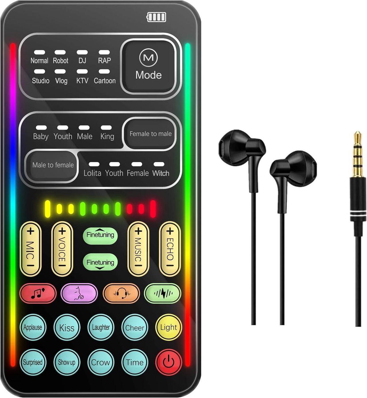 Main image of Portable Voice Converter, 2nd Generation i9 Live Sound Card, Cool Lights Sound Board - Voice Masquerade/Modulator for PS4/PS5/Xbox One/PC/Mobile/Laptop with Adjustable Speech