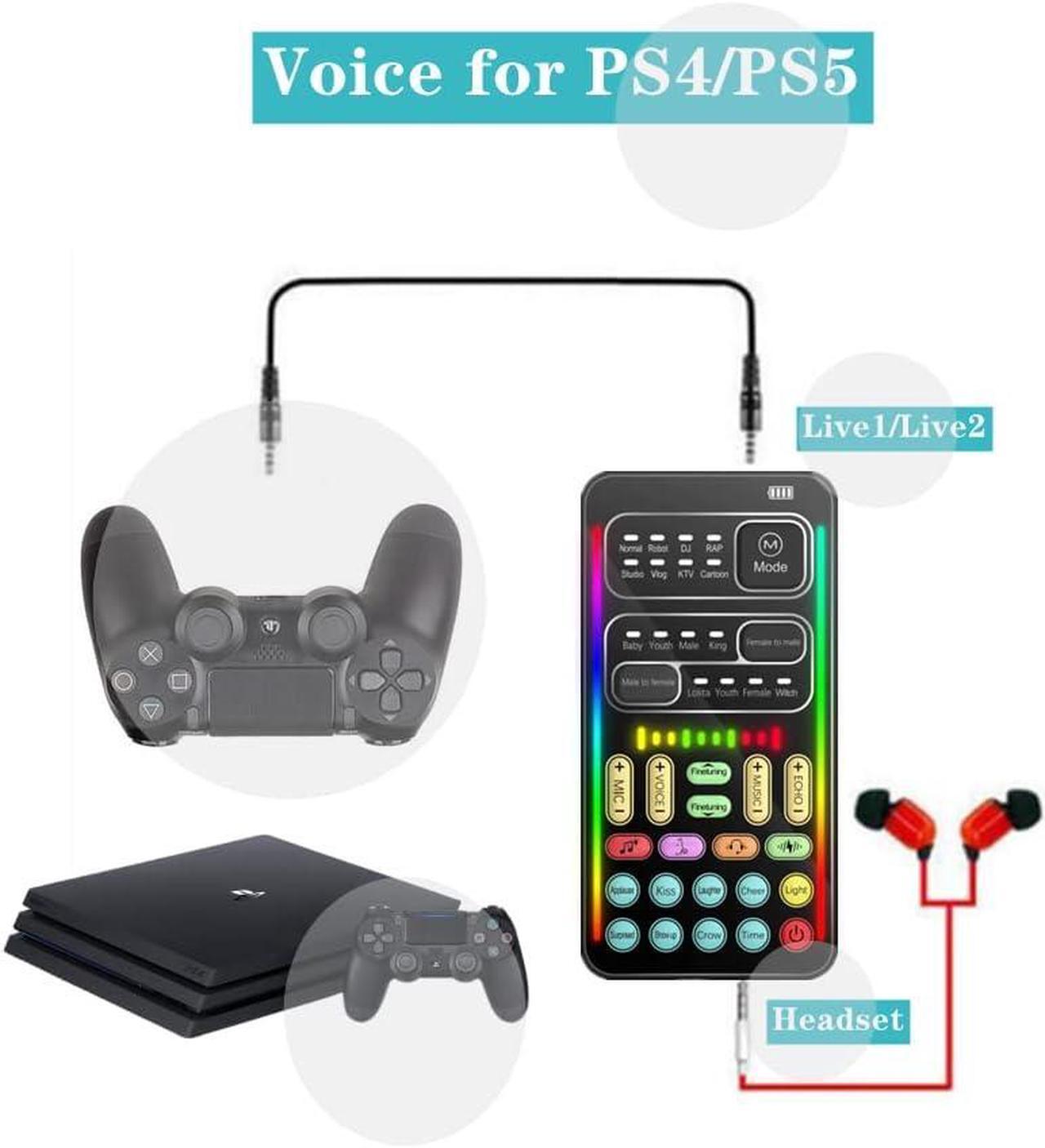 Alt view image 4 of 7 - Portable Voice Converter, 2nd Generation i9 Live Sound Card, Cool Lights Sound Board - Voice Masquerade/Modulator for PS4/PS5/Xbox One/PC/Mobile/Laptop with Adjustable Speech