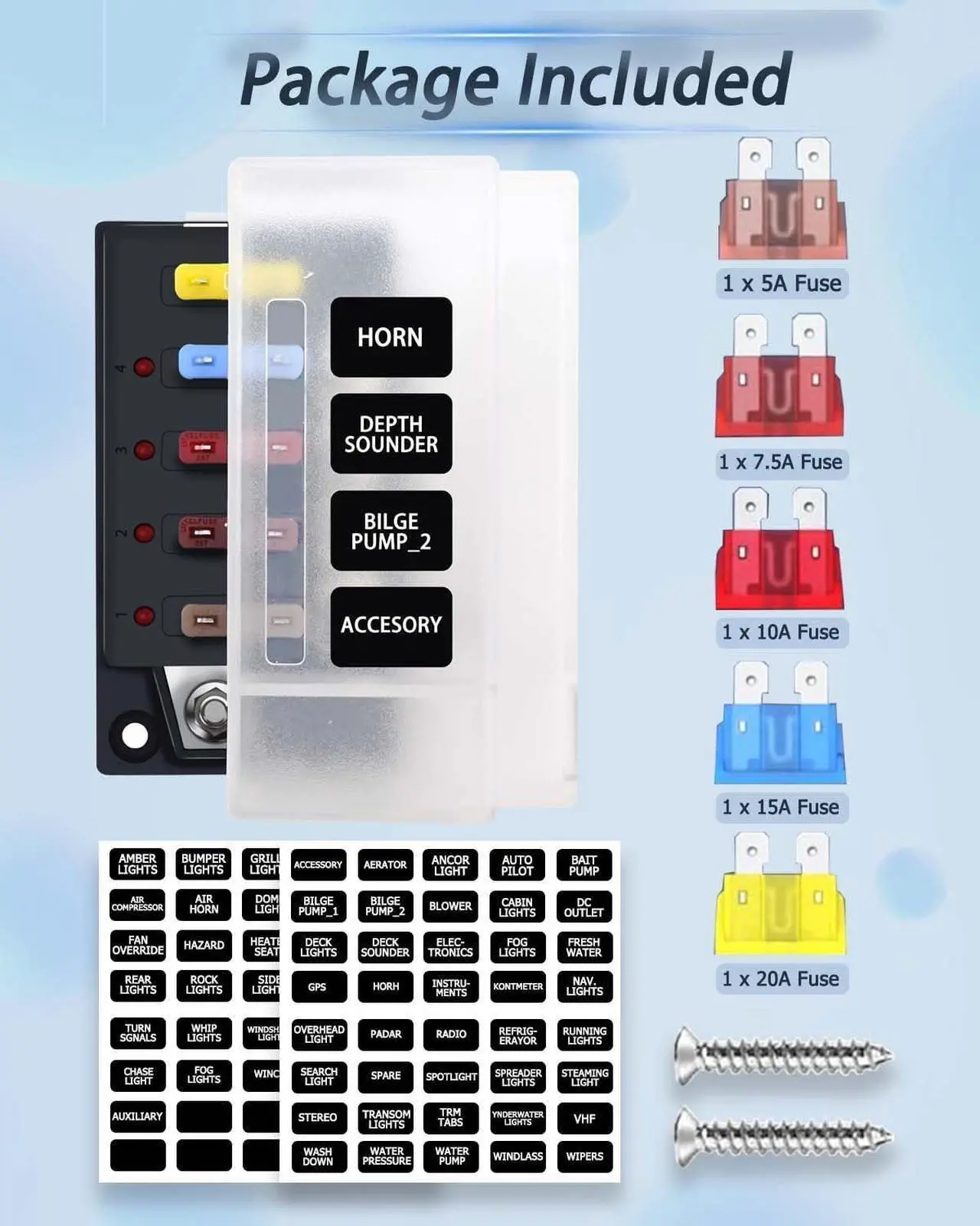 Alt view image 3 of 6 - 12V Fuse Box, 4 Circuit Waterproof Marine Fuse Panel Relay Box Kit with LED Indicator Lights Moisture Resistant Cover, 12 Volt Fuse Box Kit ATO Blade Fuse Box for 12V/24V Car RV Truck Boat