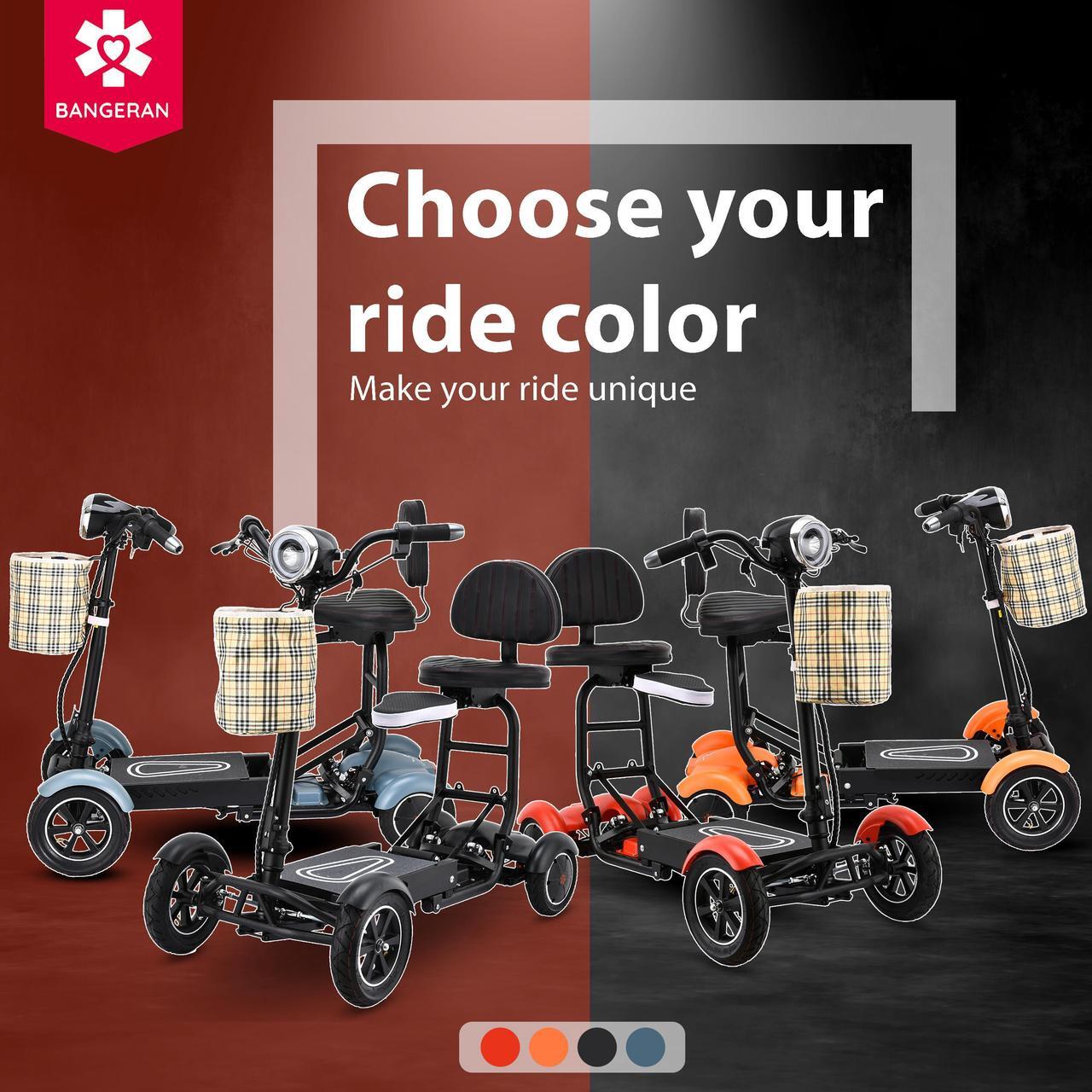 Alt view image 4 of 7 - Bangeran 4 Wheel Scooter, Foldable and Lightweight, Up to 12 Miles - Matte Red