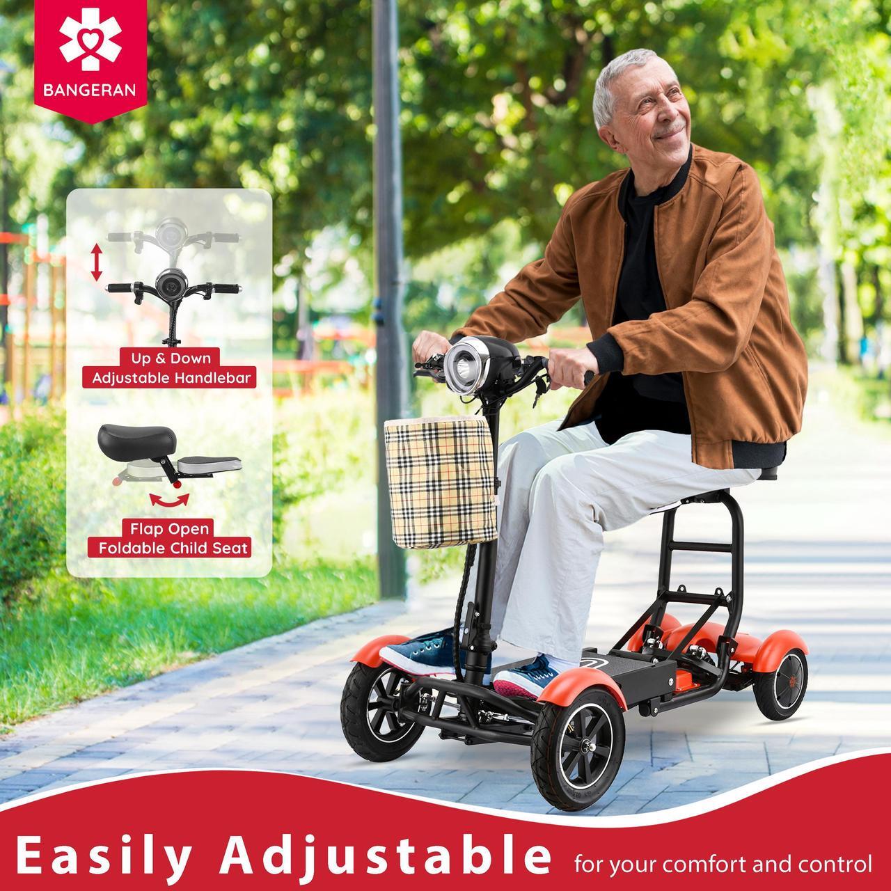 Alt view image 7 of 7 - Bangeran 4 Wheel Scooter, Foldable and Lightweight, Up to 12 Miles - Matte Red