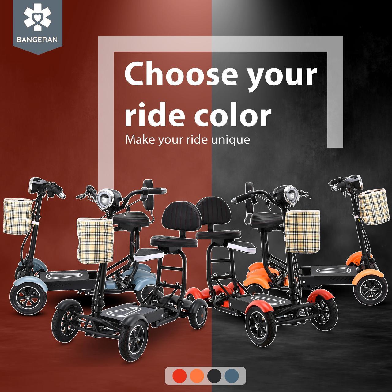 Alt view image 4 of 7 - Bangeran Mobility Scooter, 4 Wheel Easy Travel, Up to 12 Miles - Matte Sky Blue