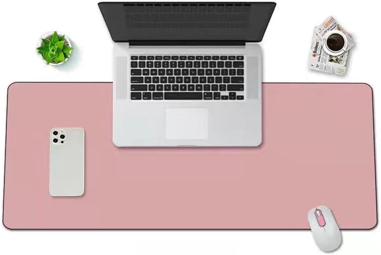 Alt view image 2 of 4 - Non-Slip Desk Pad,Mouse Pad,Waterproof PVC Leather Desk Table Protector,Ultra Thin Large Desk Blotter, Easy Clean Laptop Desk Writing Mat for Office Work/Home/Decor(Pink, Blue, Black23.6" x 13.7")