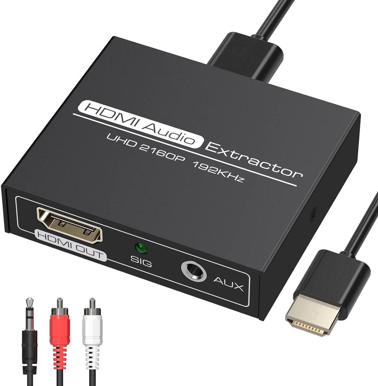 HDMI Audio Extractor,4K HDMI to HDMI with Audio 3.5mm AUX Stereo and L/R RCA Audio Out,HDMI Audio Converter Adapter Splitter Support 4K 1080P 3D Compatable for PS3 Xbox Fire Stick.