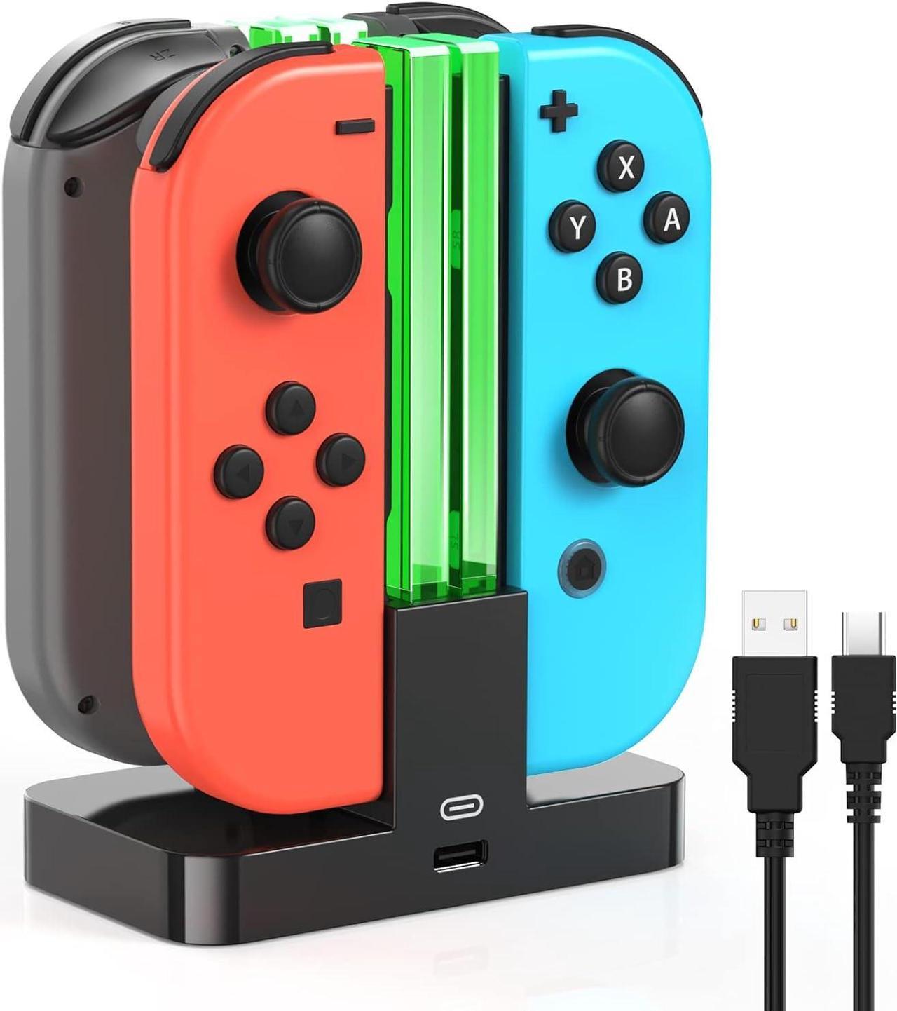 Controller Charger Dock Compatible with Nintendo Switch/Switch OLED for Joycons, Charging Stand Station Compatible with Switch/Switch OLED Controller Accessories with a USB Type-C Charging Cord