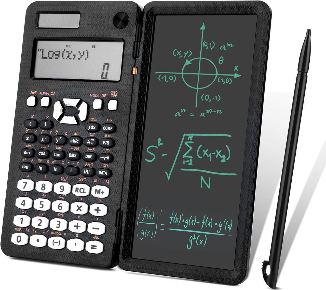 Dual Power Scientific Calculator with Writing Tablet, 2 Line Display and 349 Arithmetic Functions Financial Calculator Supplies for Students Financial Business College