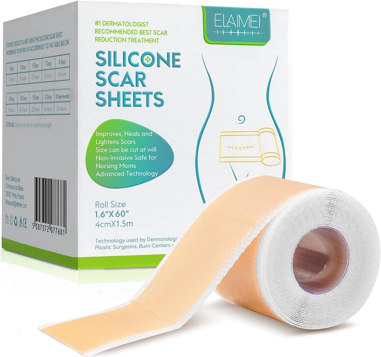 Silicone Scar Sheets, Professional Silicone Scar Sheets,Scar Silicone Tape Strips, Scar Removal Sheets for C-Section,Surgery,Burn,Keloid,Acne (1.5 Meters(4 Month Supply)