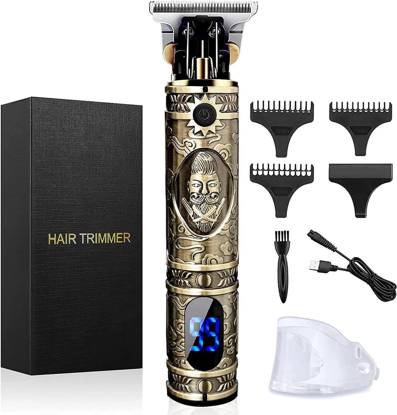 Hair Clippers for Men, Professional Electric Haircut Kit, Zero Gapped Clippers, Beard Trimmer Cordless Rechargeable T-Blade Hair clipper (Gold)