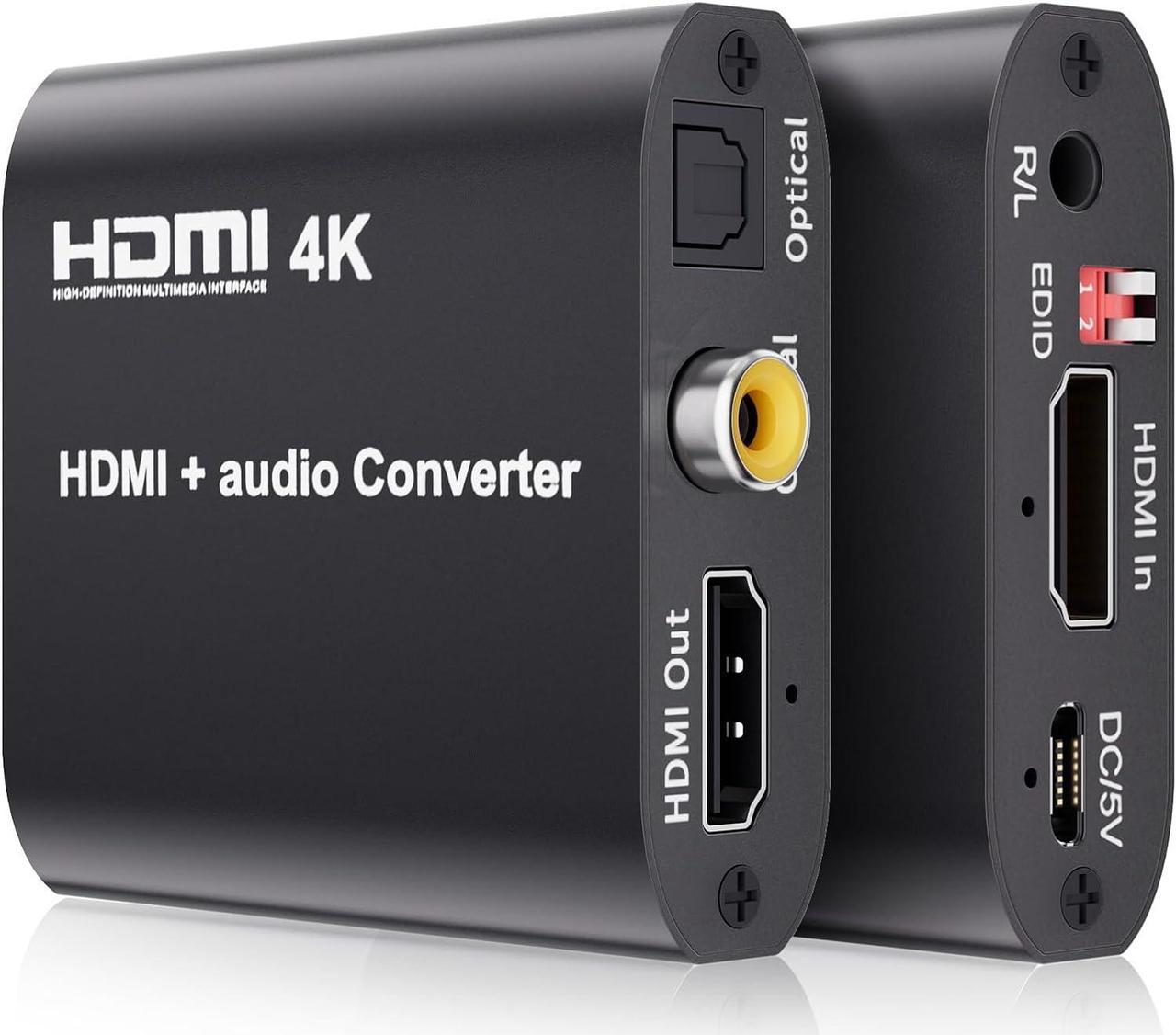 HDMI 1.4 Audio Extractor Splitter with Toslink/Coaxial Audio Out,  4K/30Hz HDMI to Toslink SPDIF Coaxial Audio Converter Adapter HDMI to HDMI+Digital Audio