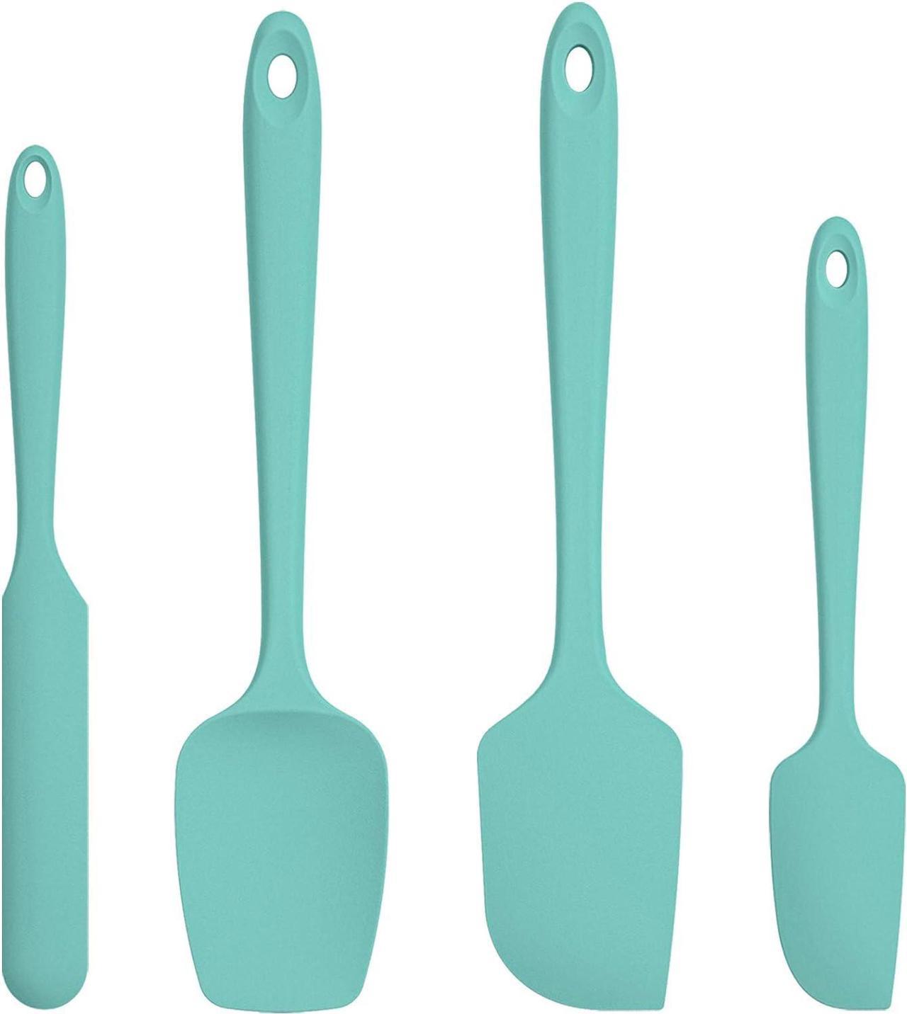 Silicone Spatula Set with 600 Degrees Fahrenheit Heat Resistant (Teal/Aqua Sky)