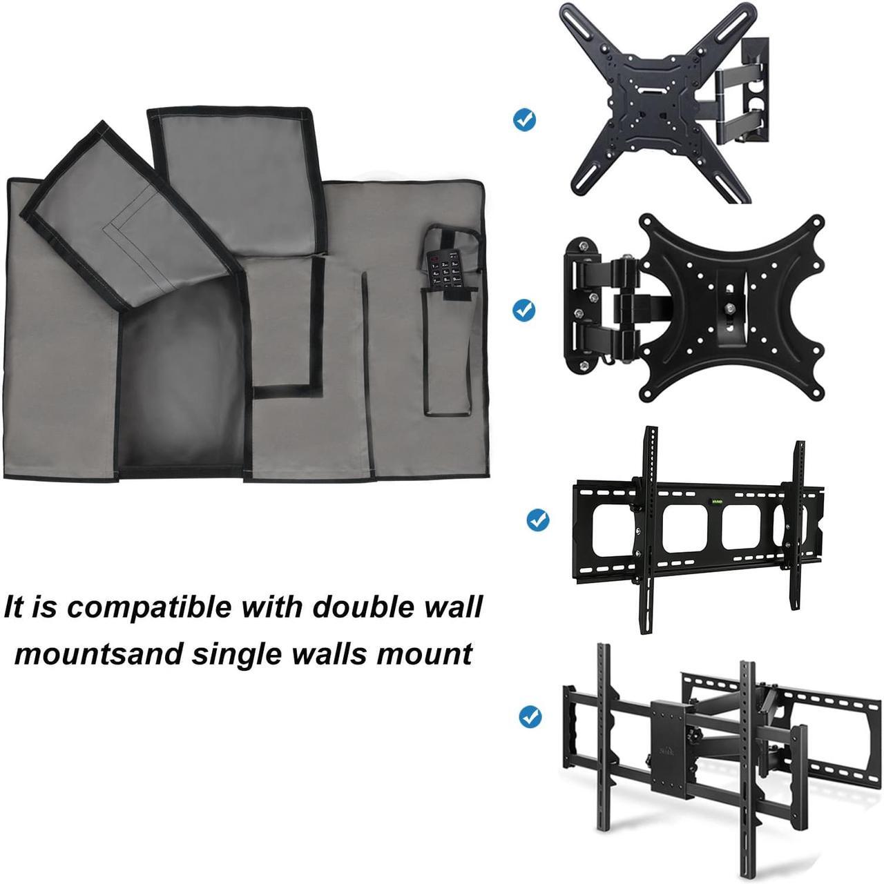 Alt view image 4 of 6 - Outdoor Waterproof and Weatherproof TV Cover for 55 inch Outside Flat Screen TV - Cover Size 52''W x 31''H x 5.5''D - Grey
