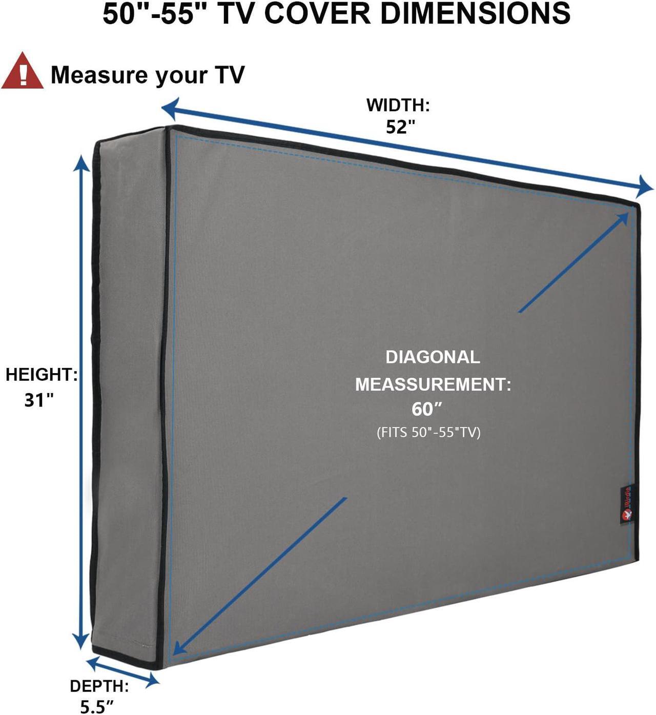 Alt view image 2 of 6 - Outdoor Waterproof and Weatherproof TV Cover for 55 inch Outside Flat Screen TV - Cover Size 52''W x 31''H x 5.5''D - Grey