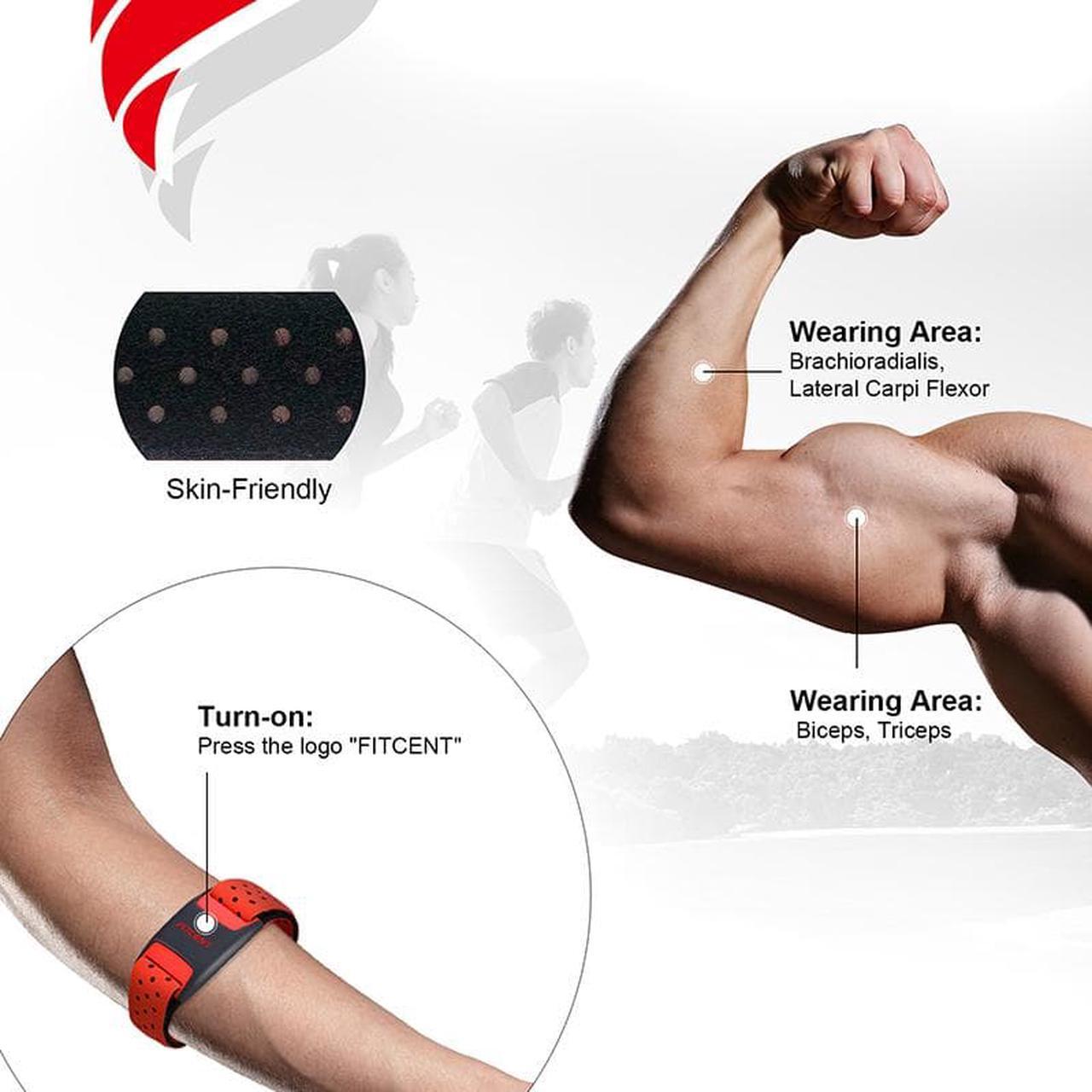 Alt view image 5 of 6 - FITCENT Heart Rate Monitor Armband, Bluetooth ANT+ Optical Heart Rate Sensor Arm Band, Rechargeable Fitness Tracker for Peloton Strava Zwift Polar Beat DDP Yoga Wahoo Fitness