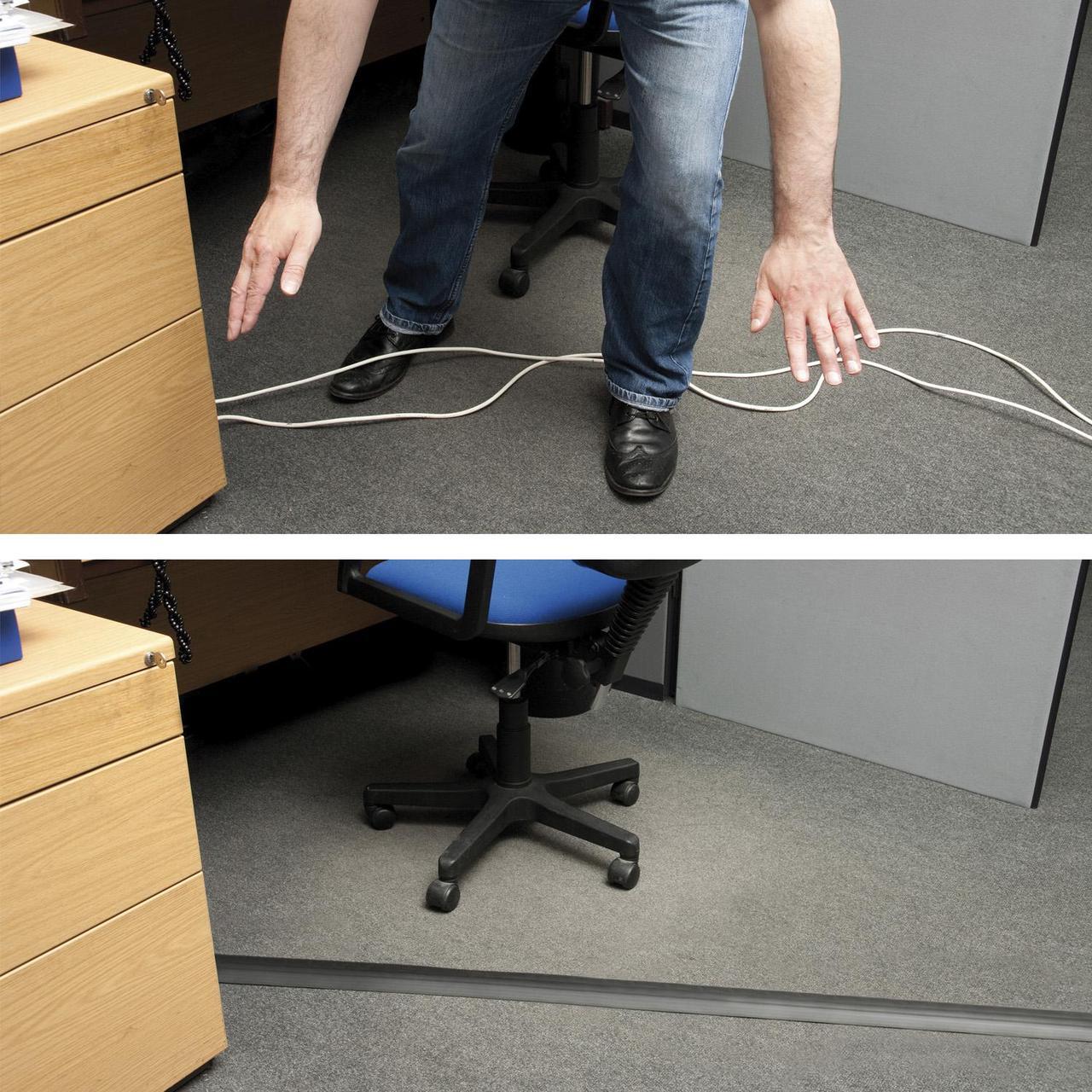 Alt view image 6 of 8 - D-Line 6ft Floor Cord Cover, Cable Protector, Protect Wires and Prevent Cable Trips, Cable Management Solution - Cord Cavity = 0.63" (W) x 0.31" (H) - Black