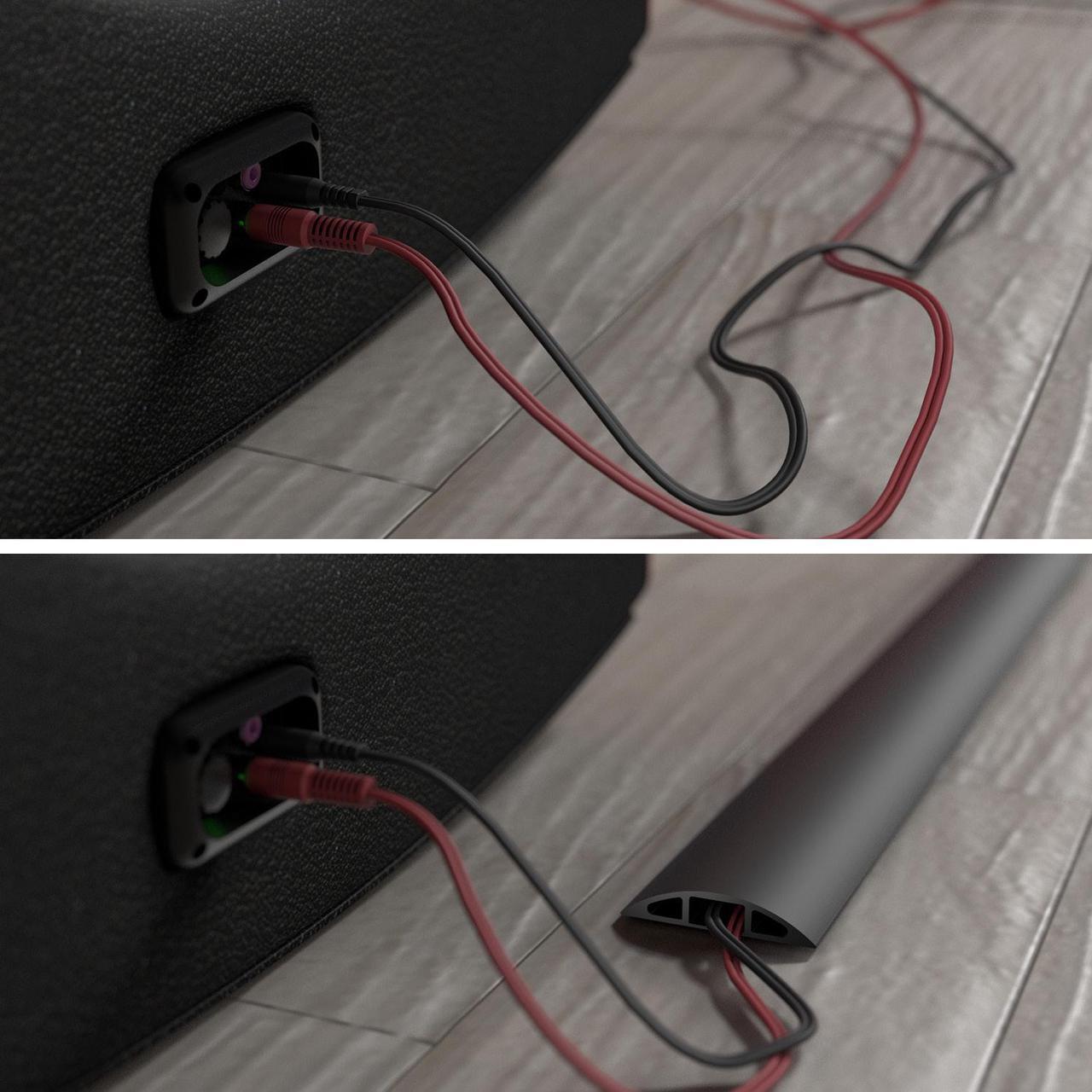 Alt view image 7 of 8 - D-Line 6ft Floor Cord Cover, Cable Protector, Protect Wires and Prevent Cable Trips, Cable Management Solution - Cord Cavity = 0.63" (W) x 0.31" (H) - Black
